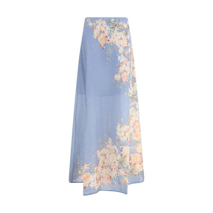Zimmermann Light Blue Linen Long Skirt Zimmermann