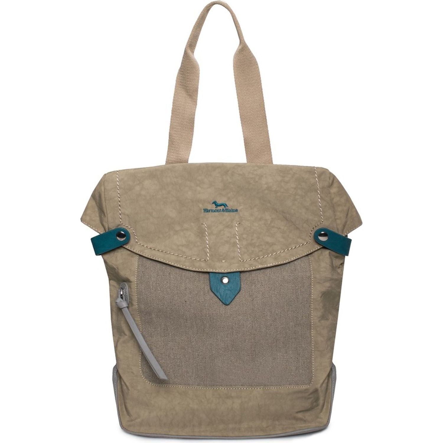 Front view with bag zipped and handles upright.