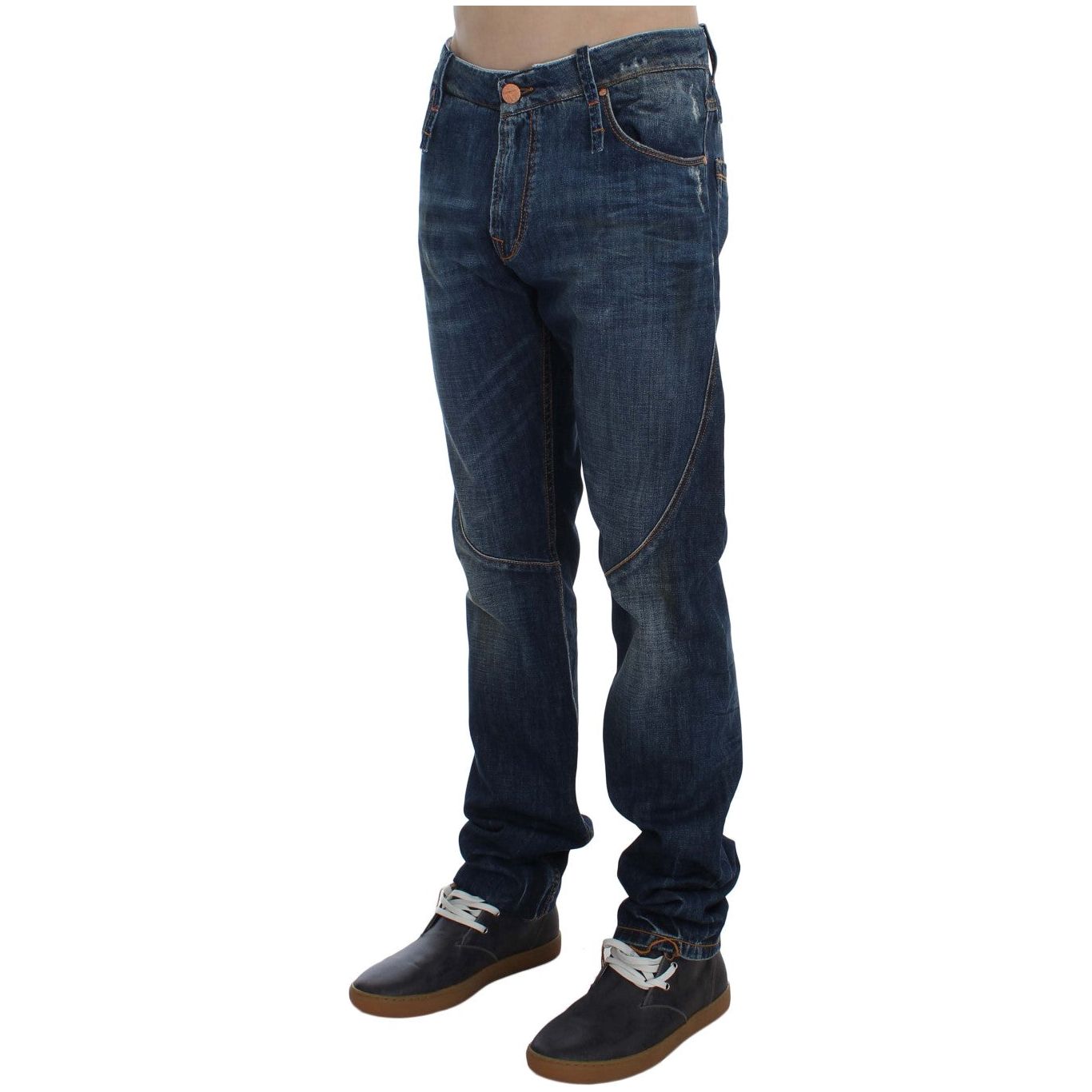 Acht | Blue Wash Cotton Denim Slim Fit Jeans | McRichard Designer Brands