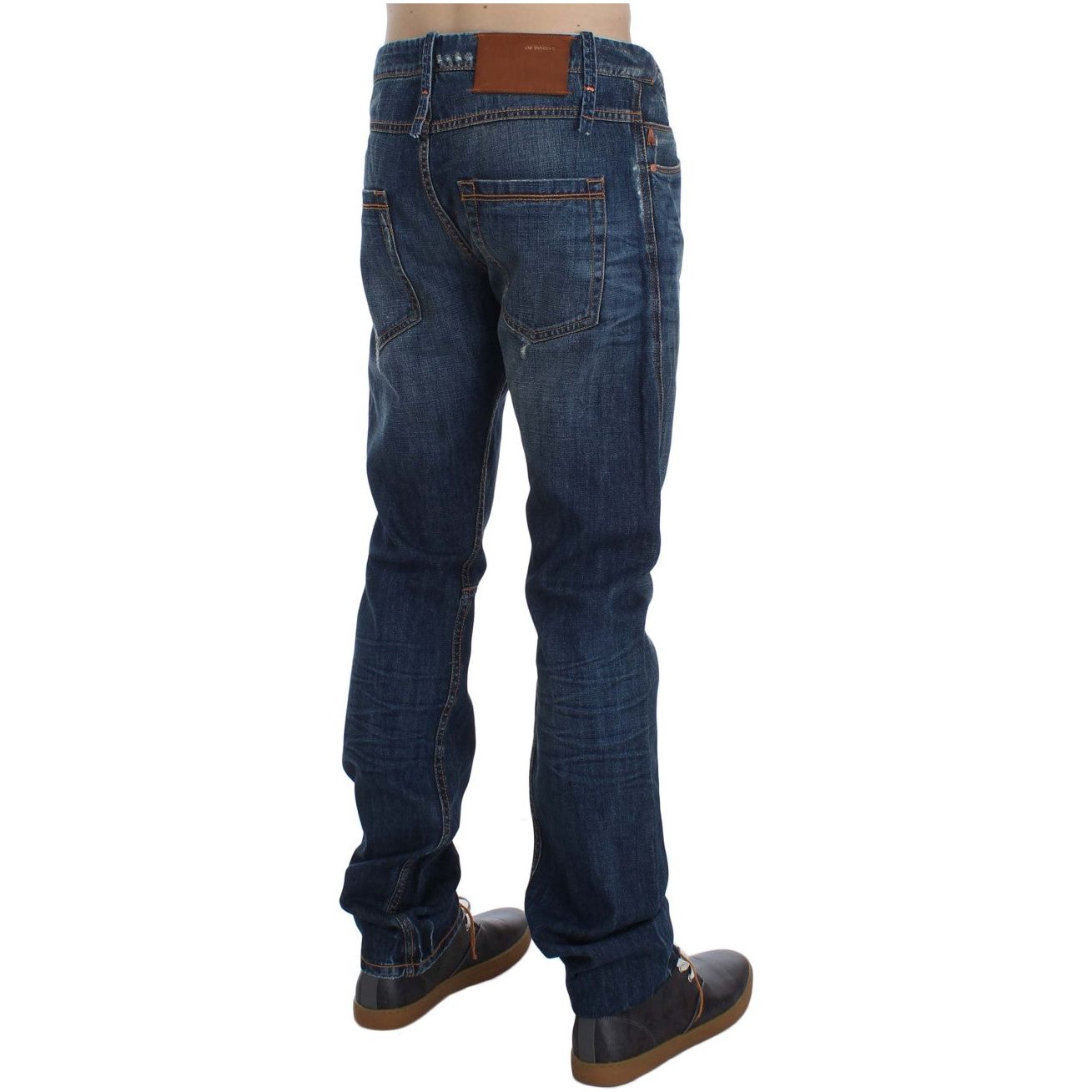 Acht | Blue Wash Cotton Denim Slim Fit Jeans | McRichard Designer Brands