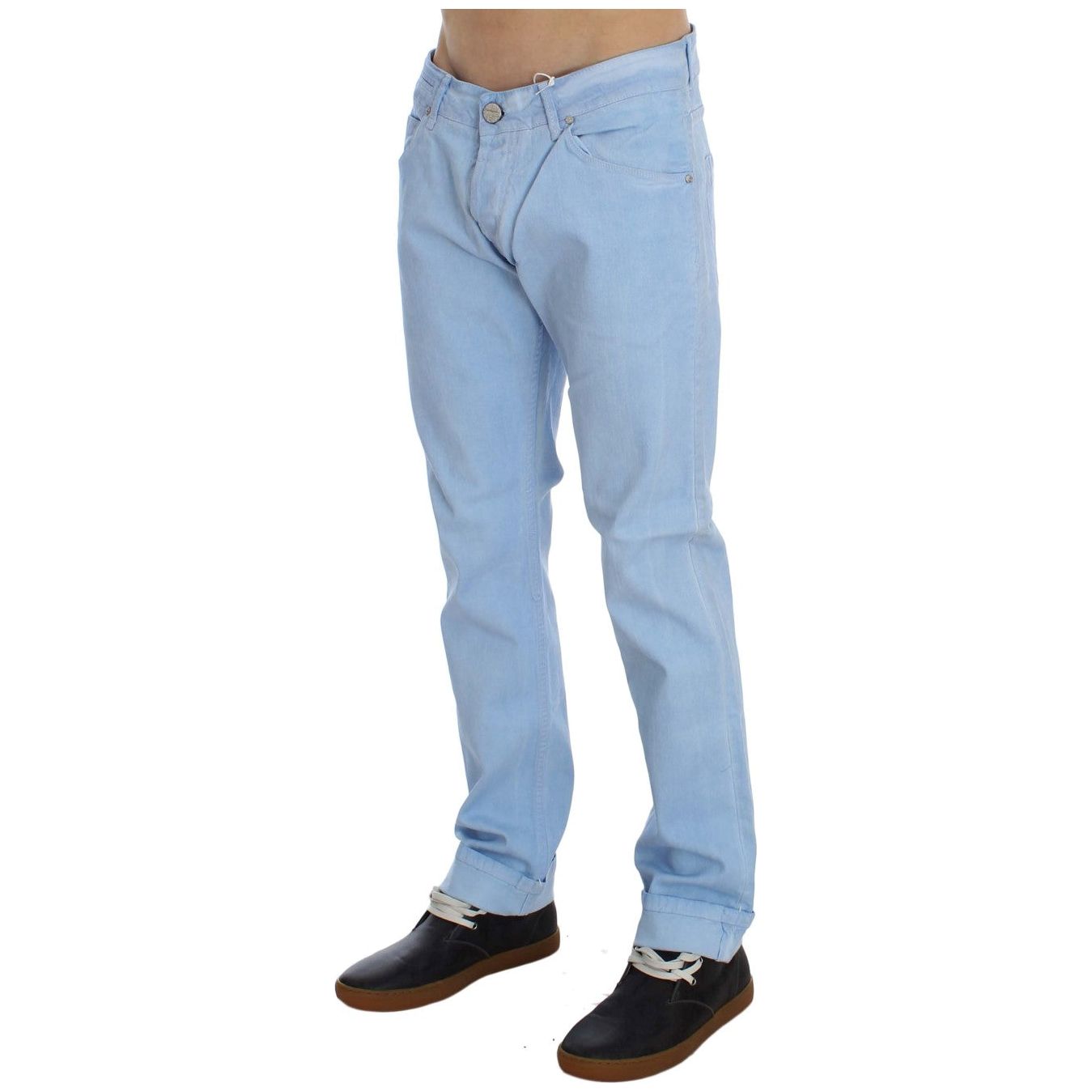 Acht | Blue Cotton Stretch Low Waist Fit Jeans | McRichard Designer Brands