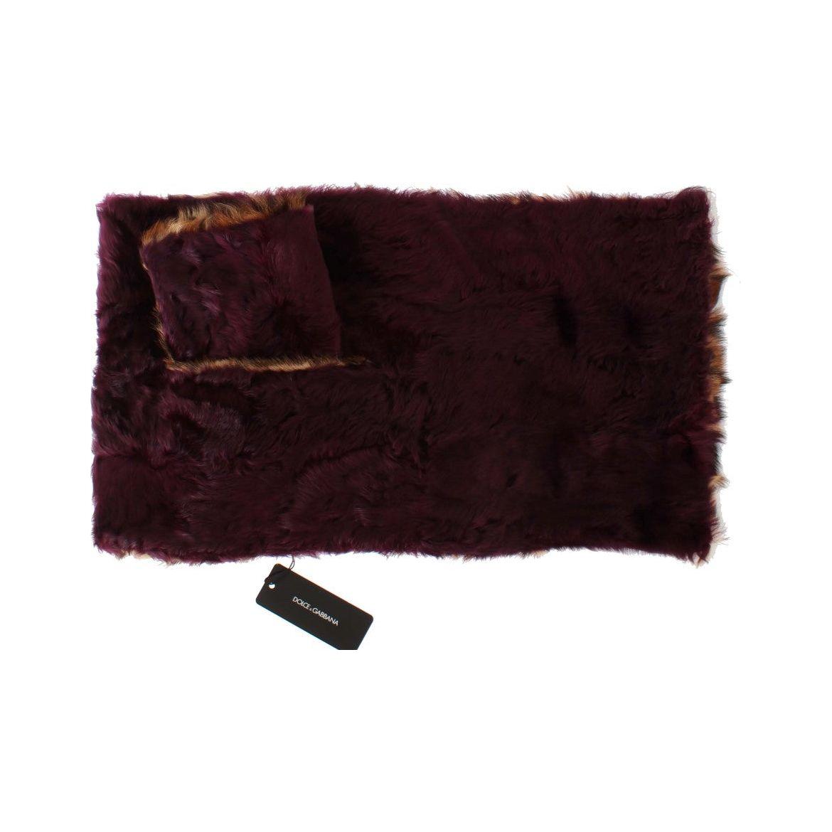 Dolce & Gabbana | Purple Lamb Fur Leopard Print Scarf | McRichard Designer Brands