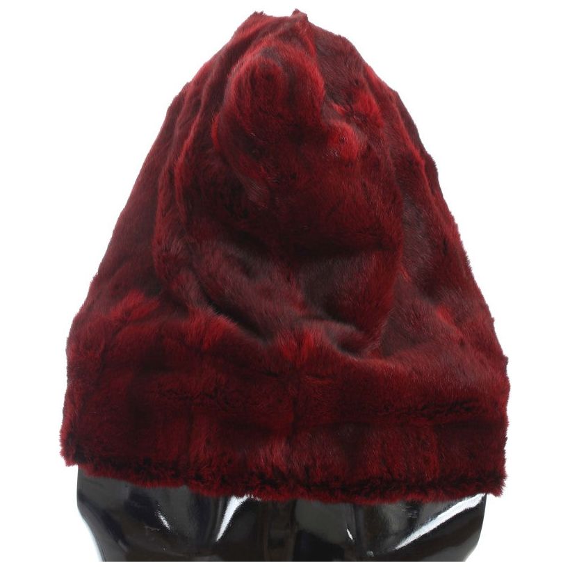 Dolce & Gabbana | Bordeaux Hamster Fur Crochet Hood Scarf Hat | McRichard Designer Brands