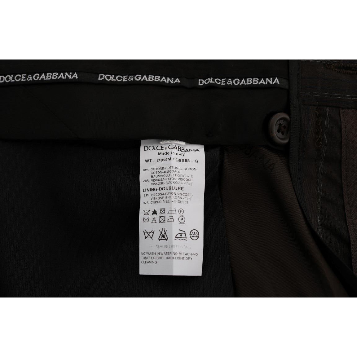 Dolce & Gabbana | Brown Striped Cotton Dress Formal Pants | McRichard Designer Brands