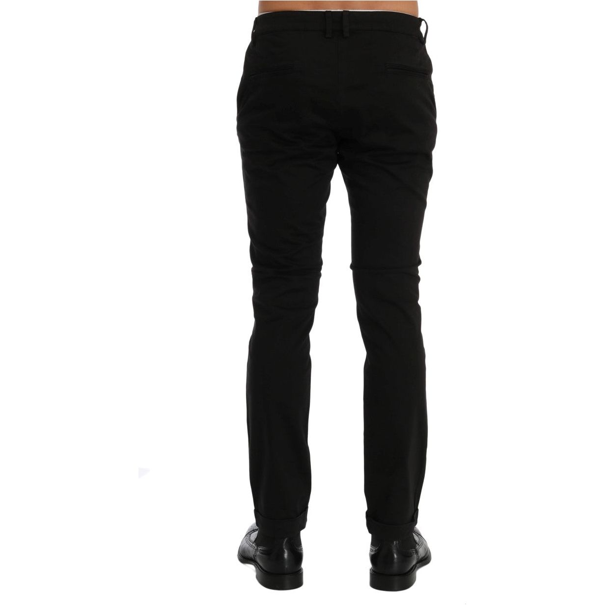 Costume National | Black Slim Fit Cotton Stretch Pants | McRichard Designer Brands