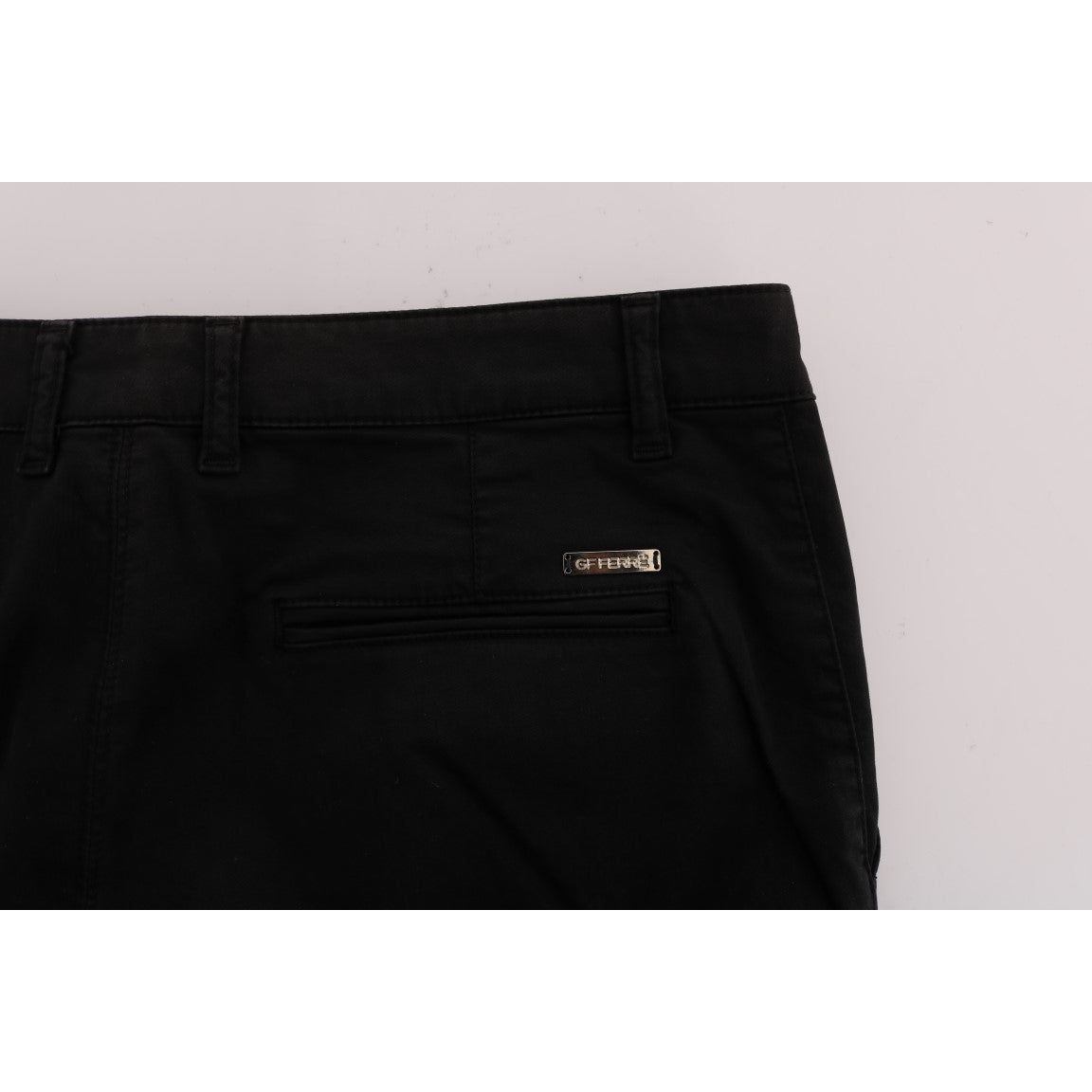GF Ferre | Black Cotton Stretch Chinos Pants | McRichard Designer Brands