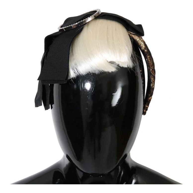 Dolce & Gabbana | Black Crystal White Diadem Headband | McRichard Designer Brands