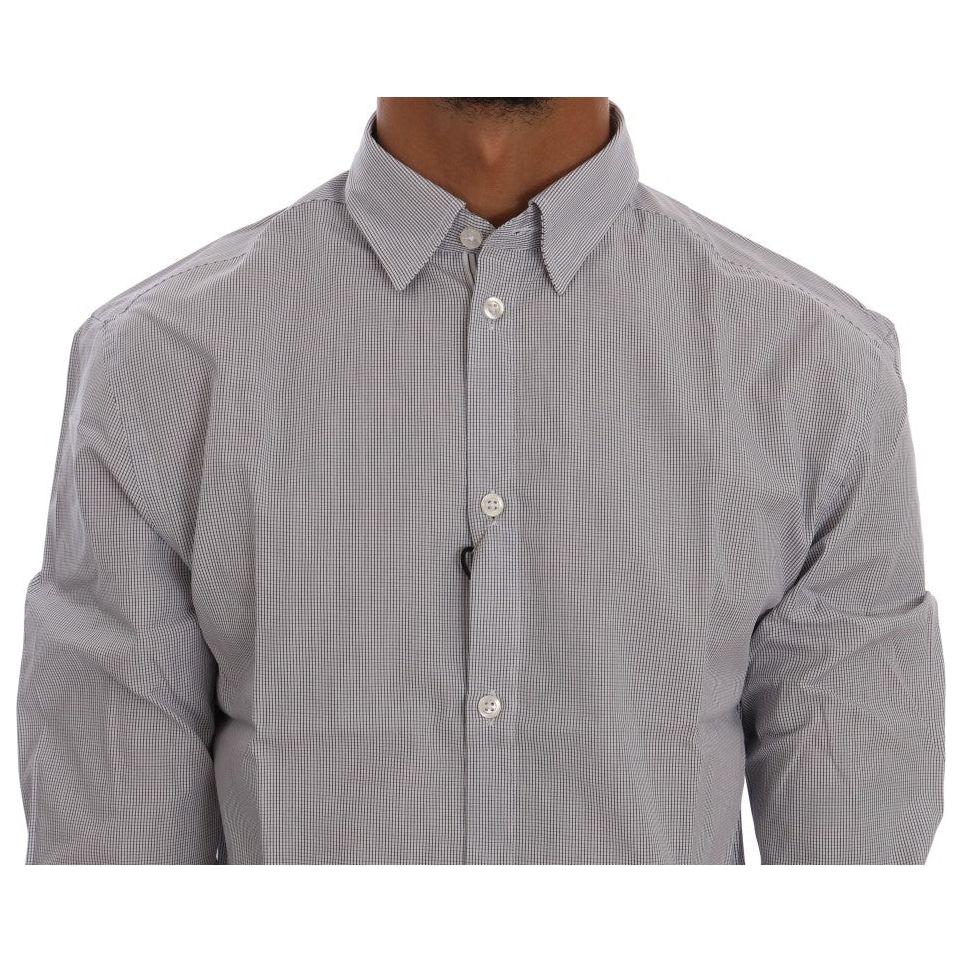 Frankie Morello | White Blue Check Casual Cotton Regular Fit Shirt | McRichard Designer Brands