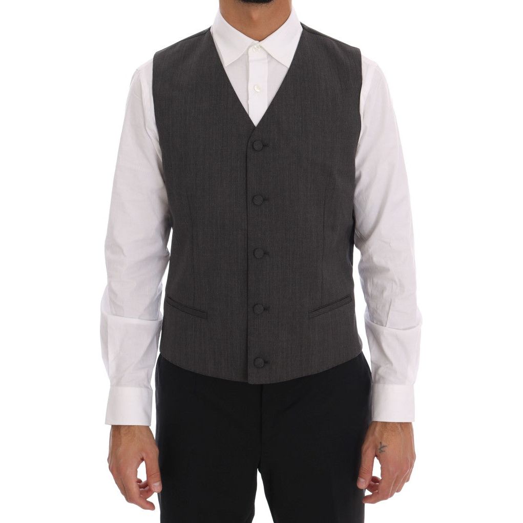 Dolce & Gabbana | Black Wool Stretch 3 Piece Two Button Suit | McRichard Designer Brands