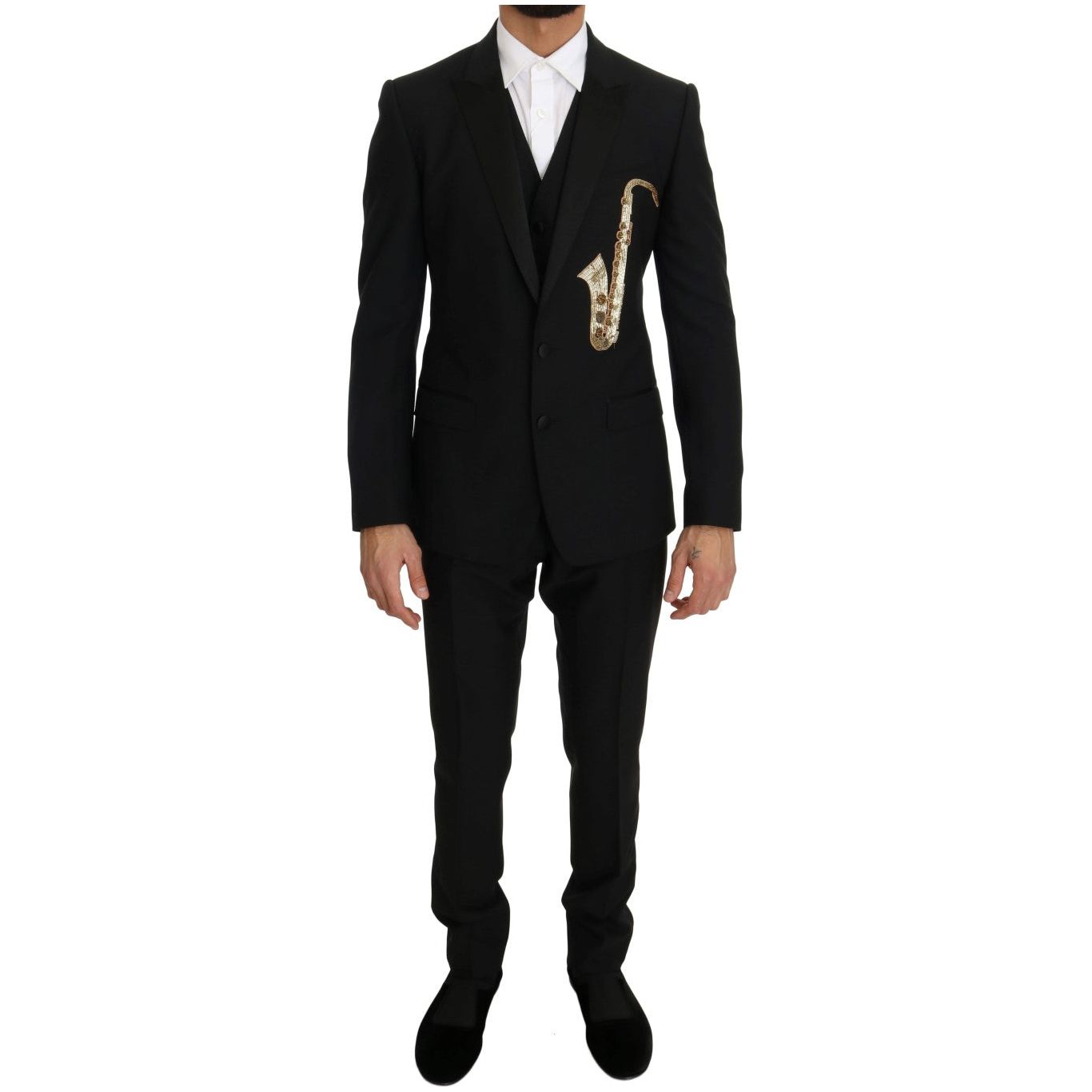 Dolce & Gabbana | Black Wool Silk Saxophone Slim Fit Suit | McRichard Designer Brands