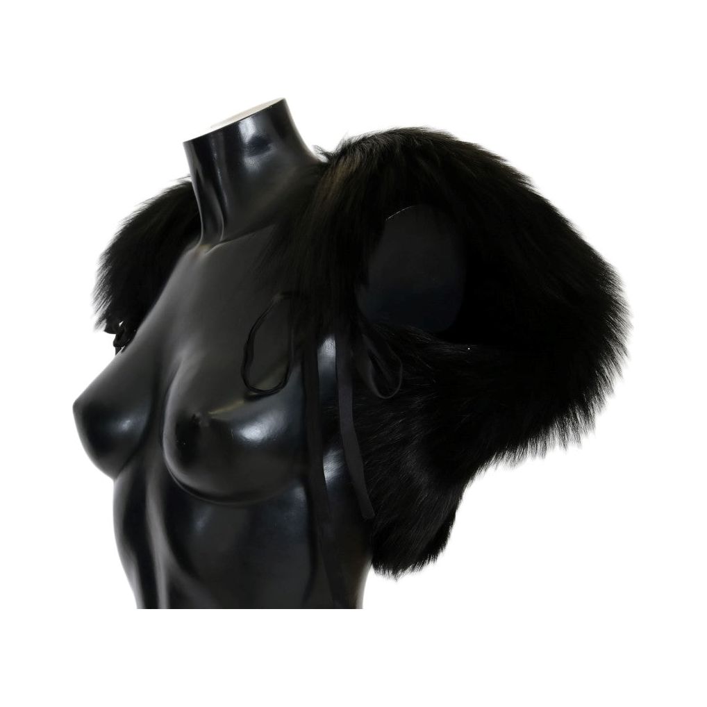 Dolce & Gabbana | Black Silver Fox Fur Scarf | McRichard Designer Brands