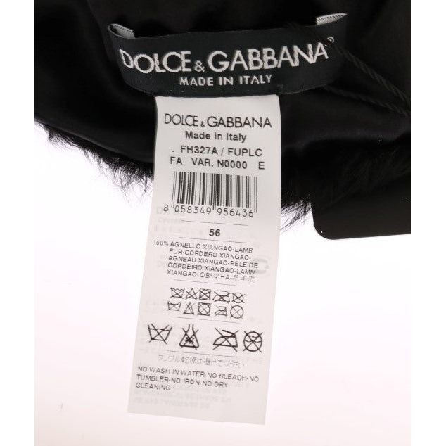 Dolce & Gabbana | Black Xiangao Lamb Fur Beanie | McRichard Designer Brands