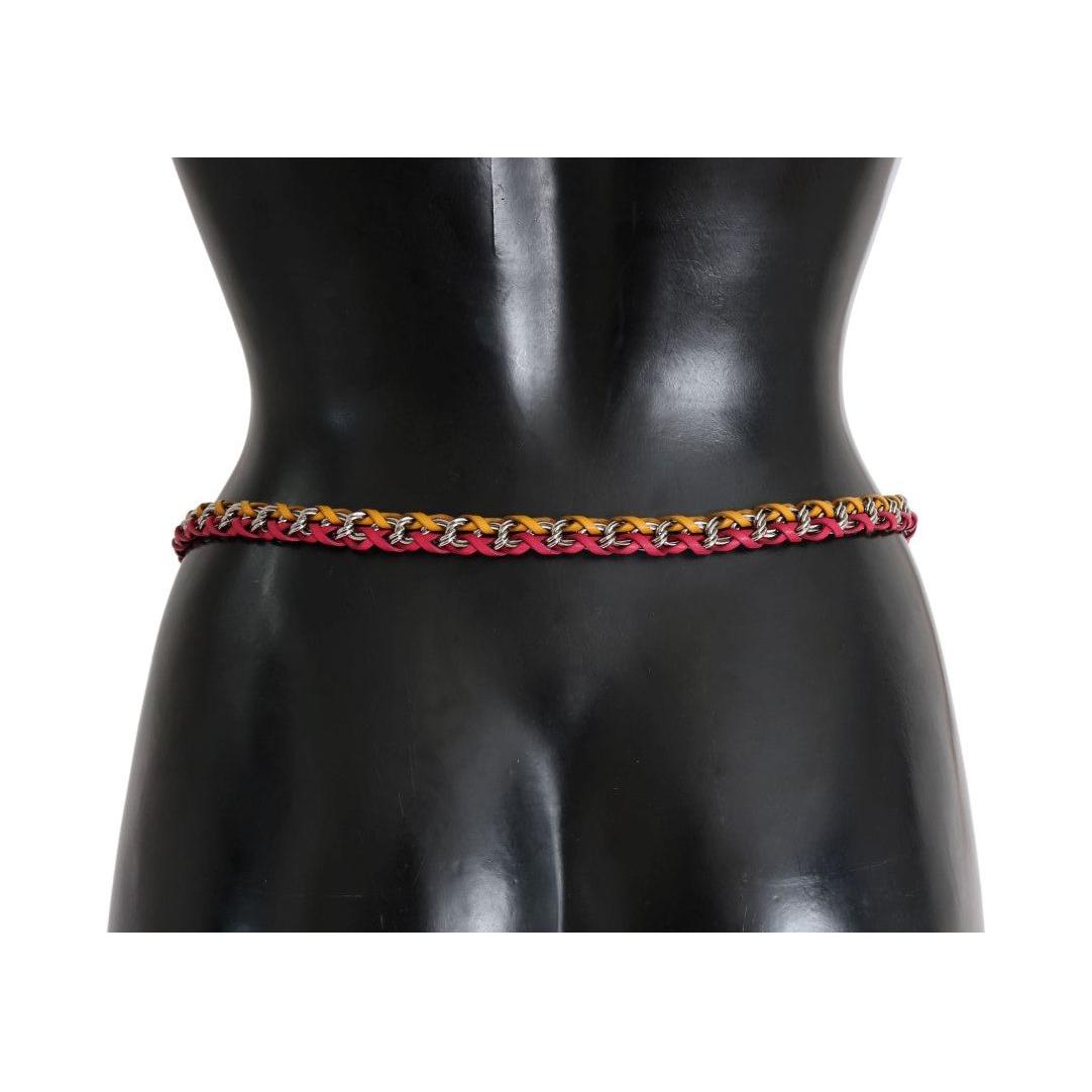Dolce & Gabbana | Red Yellow Leather Crystal Belt | McRichard Designer Brands