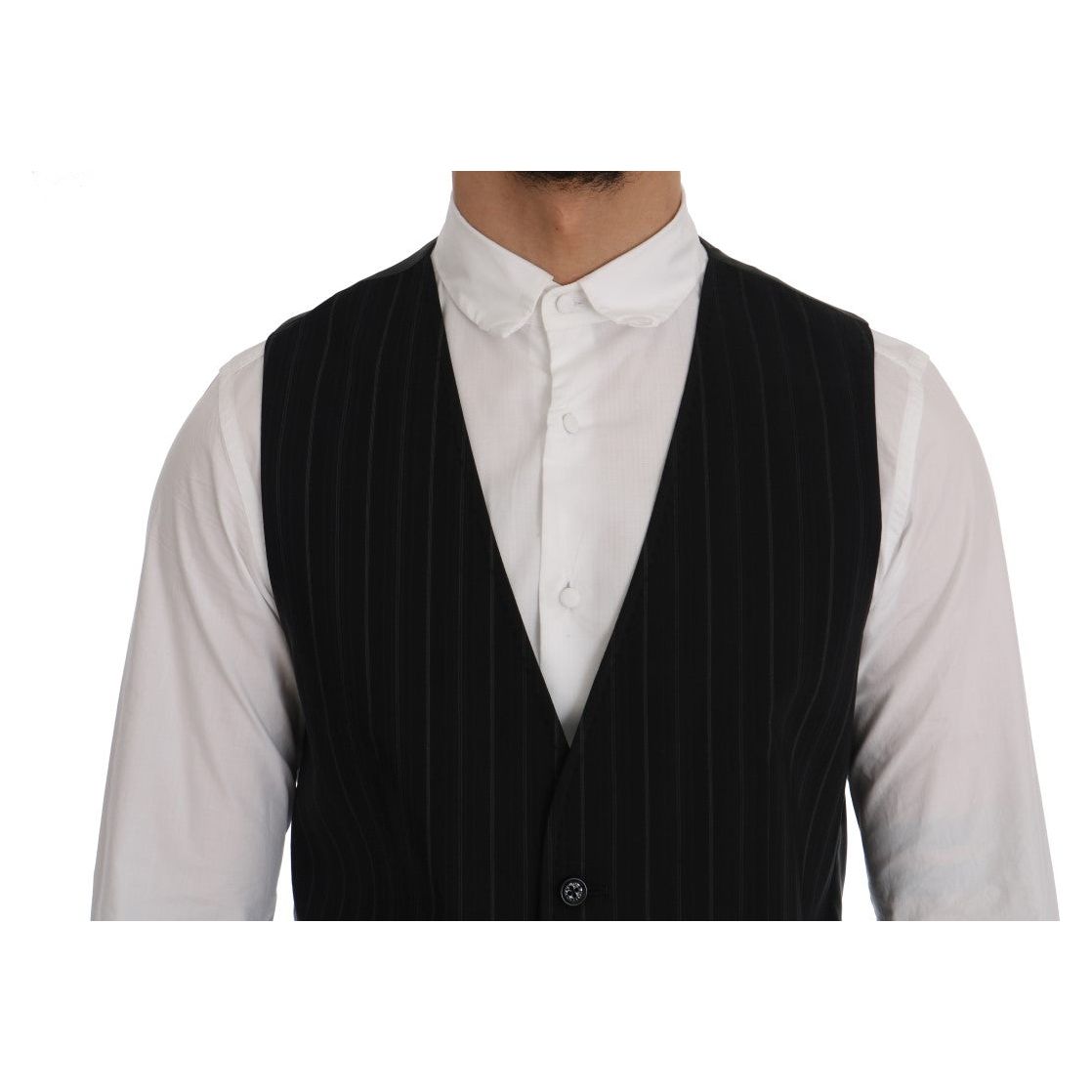 Dolce & Gabbana | Black STAFF Cotton Striped Vest | McRichard Designer Brands