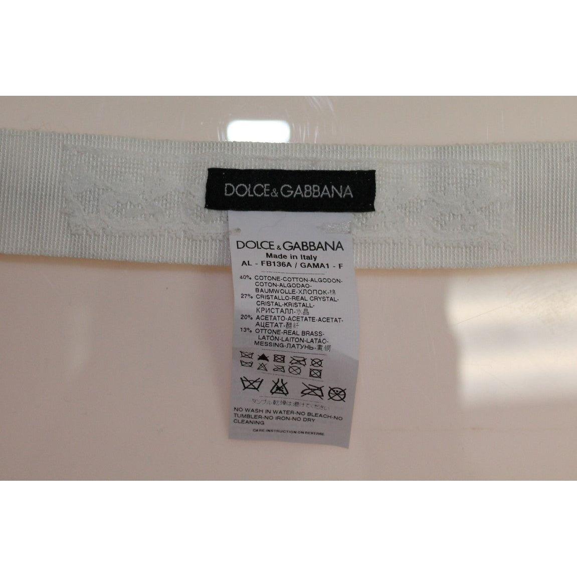 Dolce & Gabbana | White Crystal Stones Waist Belt | McRichard Designer Brands