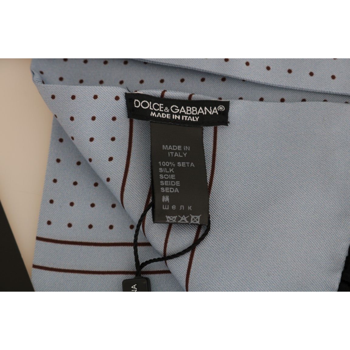 Dolce & Gabbana | Blue Silk Polka Dot Scarf | McRichard Designer Brands