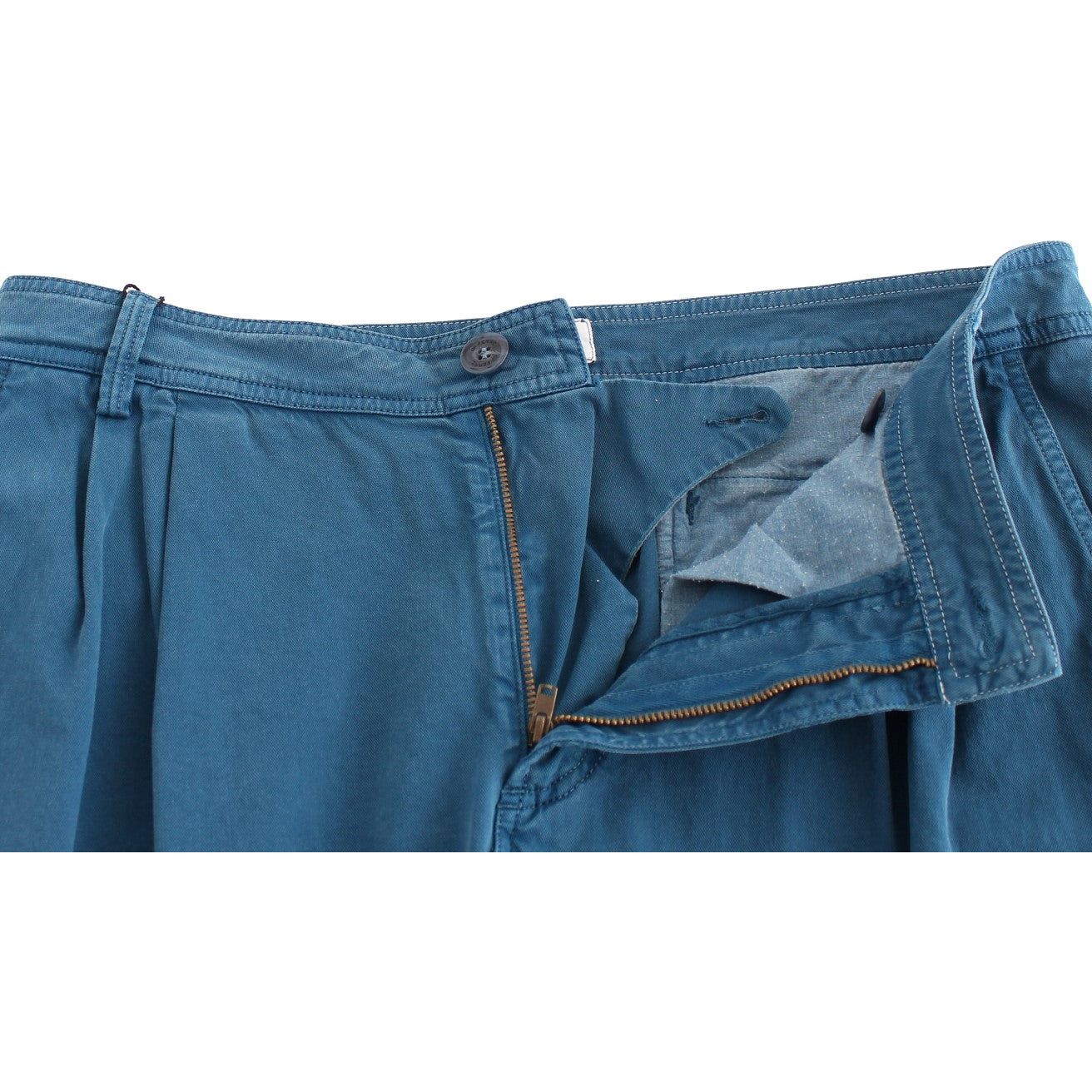 GF Ferre | Blue Cotton Straight Fit Chinos | McRichard Designer Brands