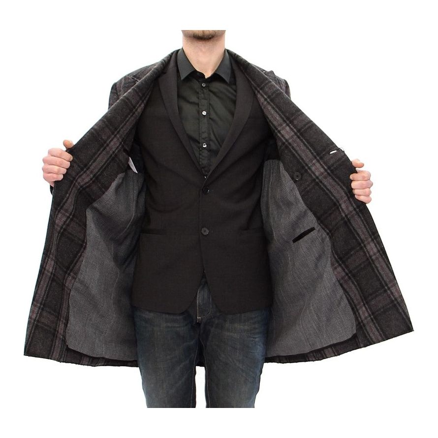 Dolce & Gabbana | Gray Double Breasted Coat Jacket | McRichard Designer Brands