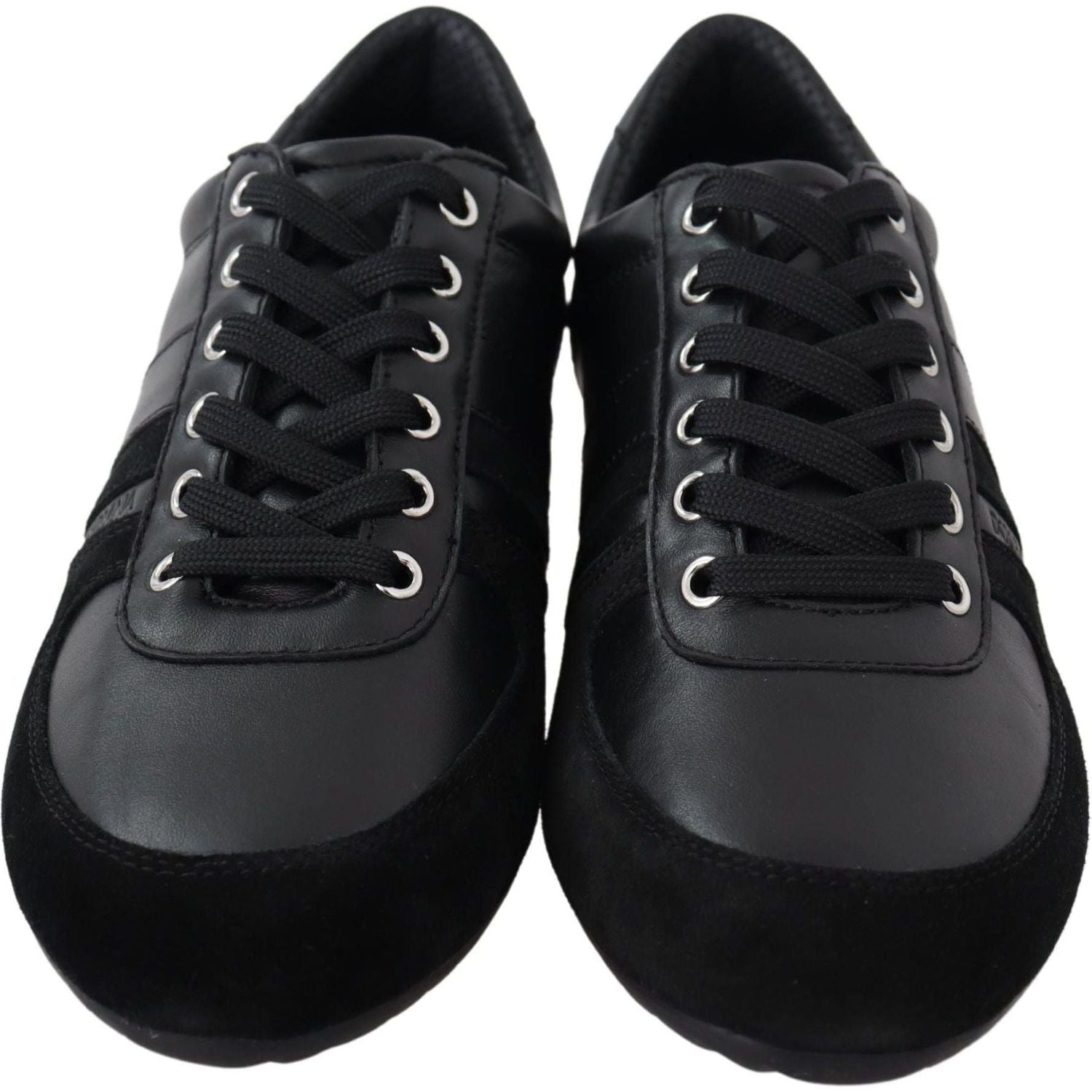 Dolce & Gabbana | Black Logo Leather Casual Sneakers Shoes | 399.00 - McRichard Designer Brands