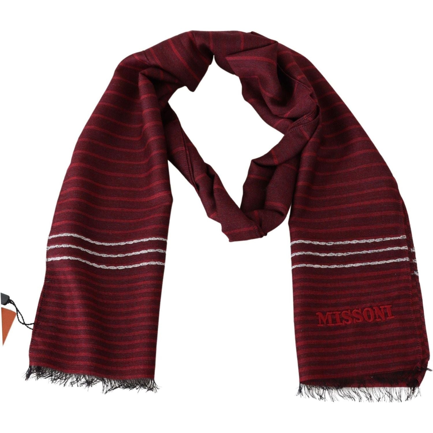Missoni | Red Striped Wool Blend Unisex Neck Wrap Red  | McRichard Designer Brands