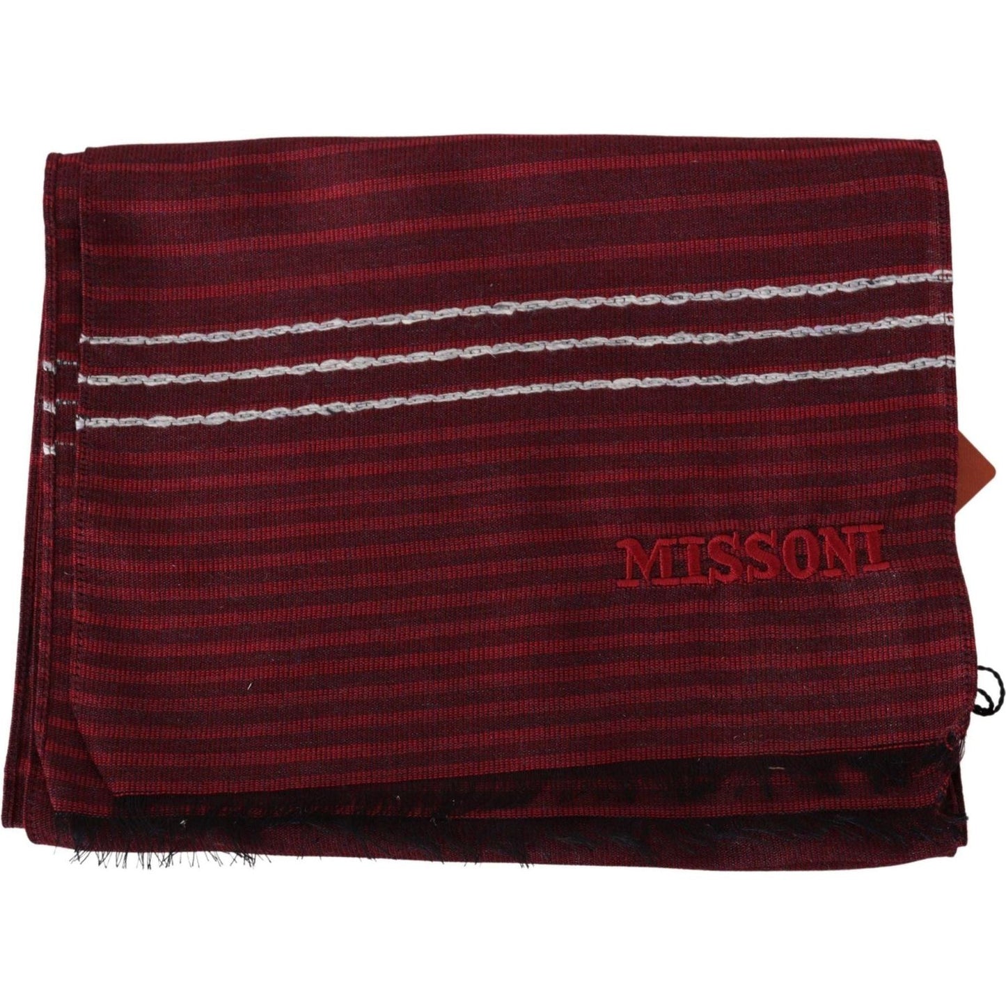Missoni | Red Striped Wool Blend Unisex Neck Wrap Red  | McRichard Designer Brands