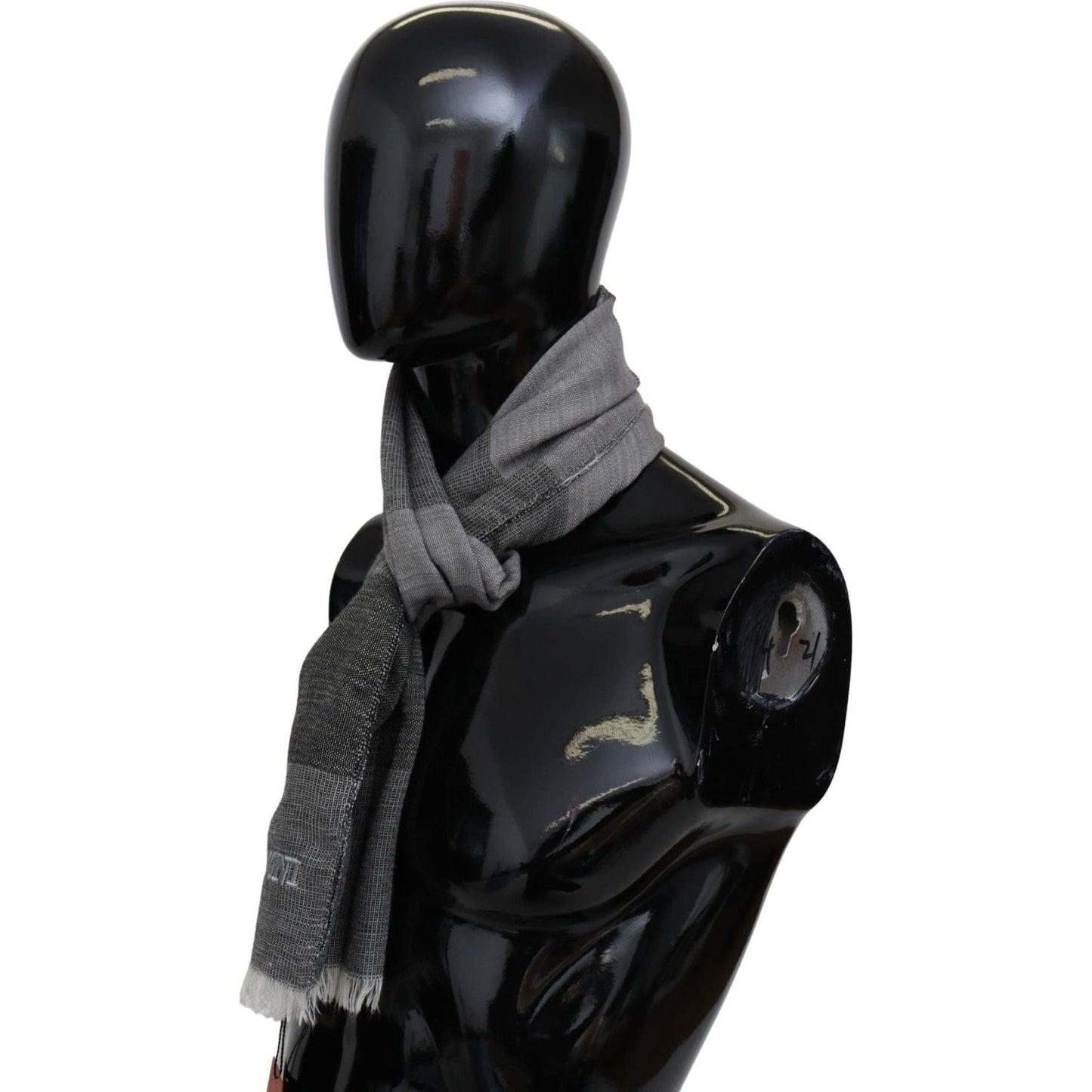 Missoni | Gray Striped Wool Unisex Neck Wrap Fringes Scarf  | McRichard Designer Brands