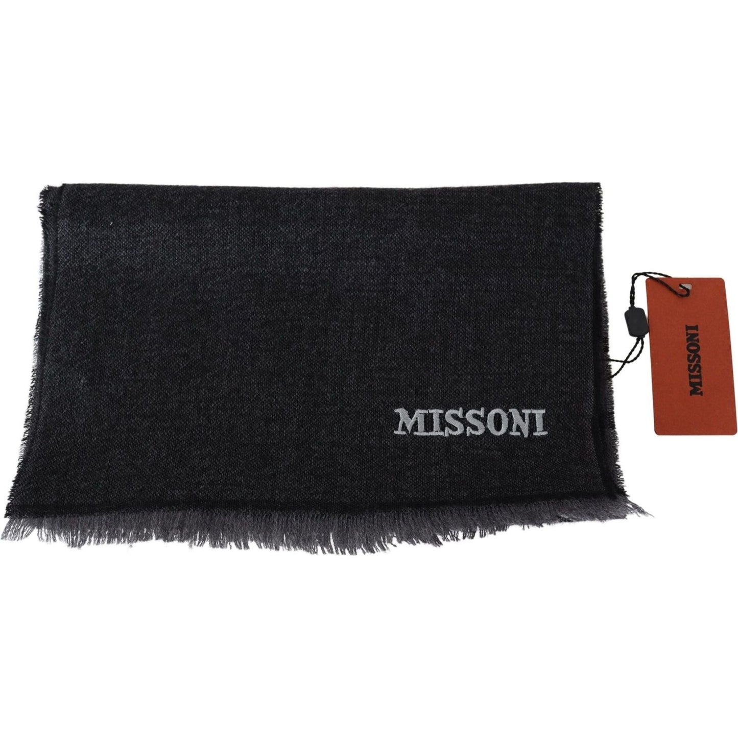 Missoni | Black Striped Wool Unisex Neck Wrap Scarf  | McRichard Designer Brands