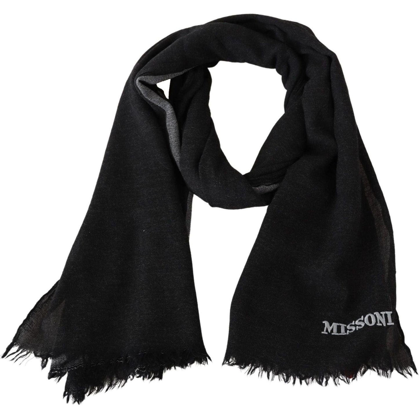 Missoni | Black 100% Wool Unisex Neck Wrap Scarf  | McRichard Designer Brands