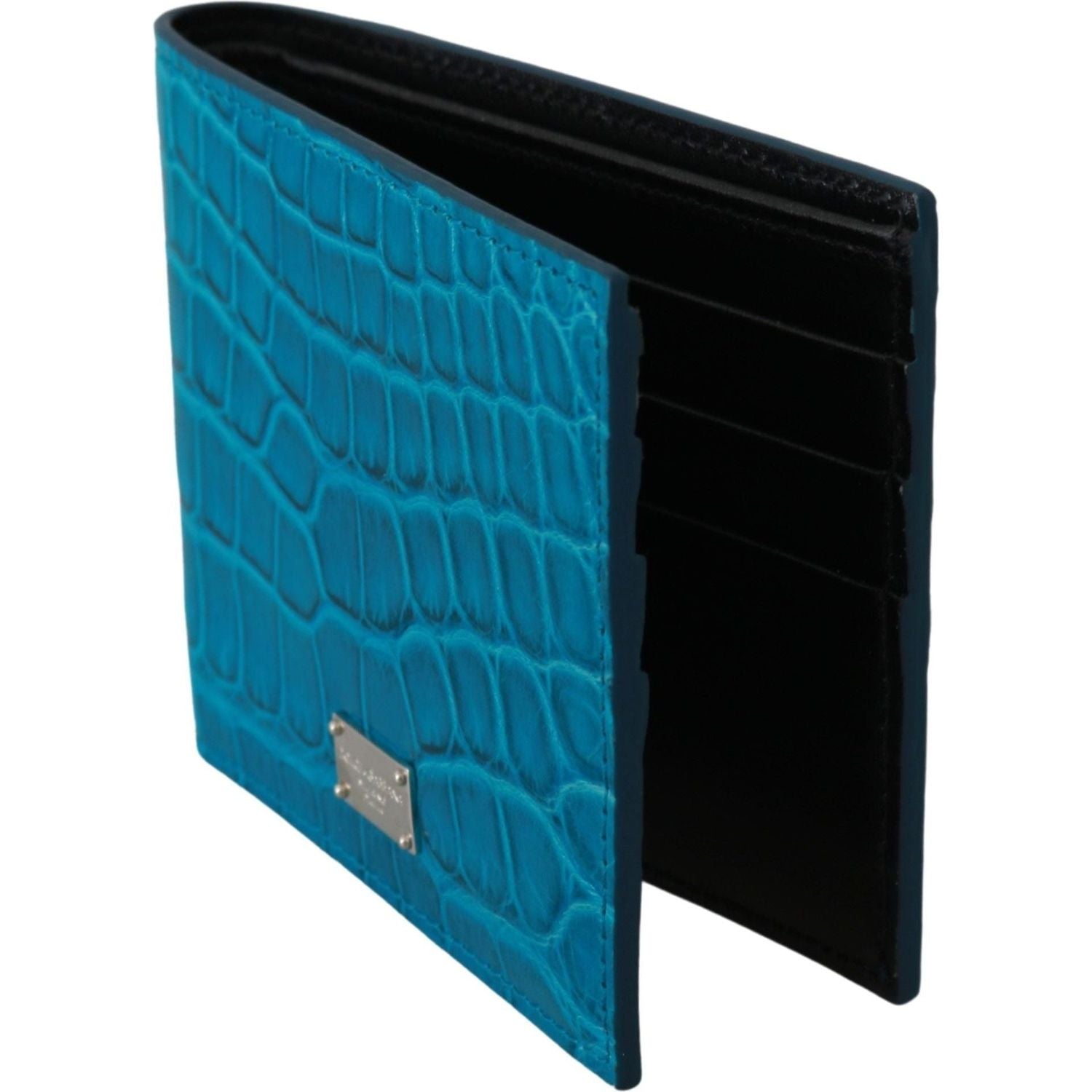 Dolce & Gabbana | Blue Mens Card Holder Bifold Logo Exotic Skin Wallet - McRichard Designer Brands