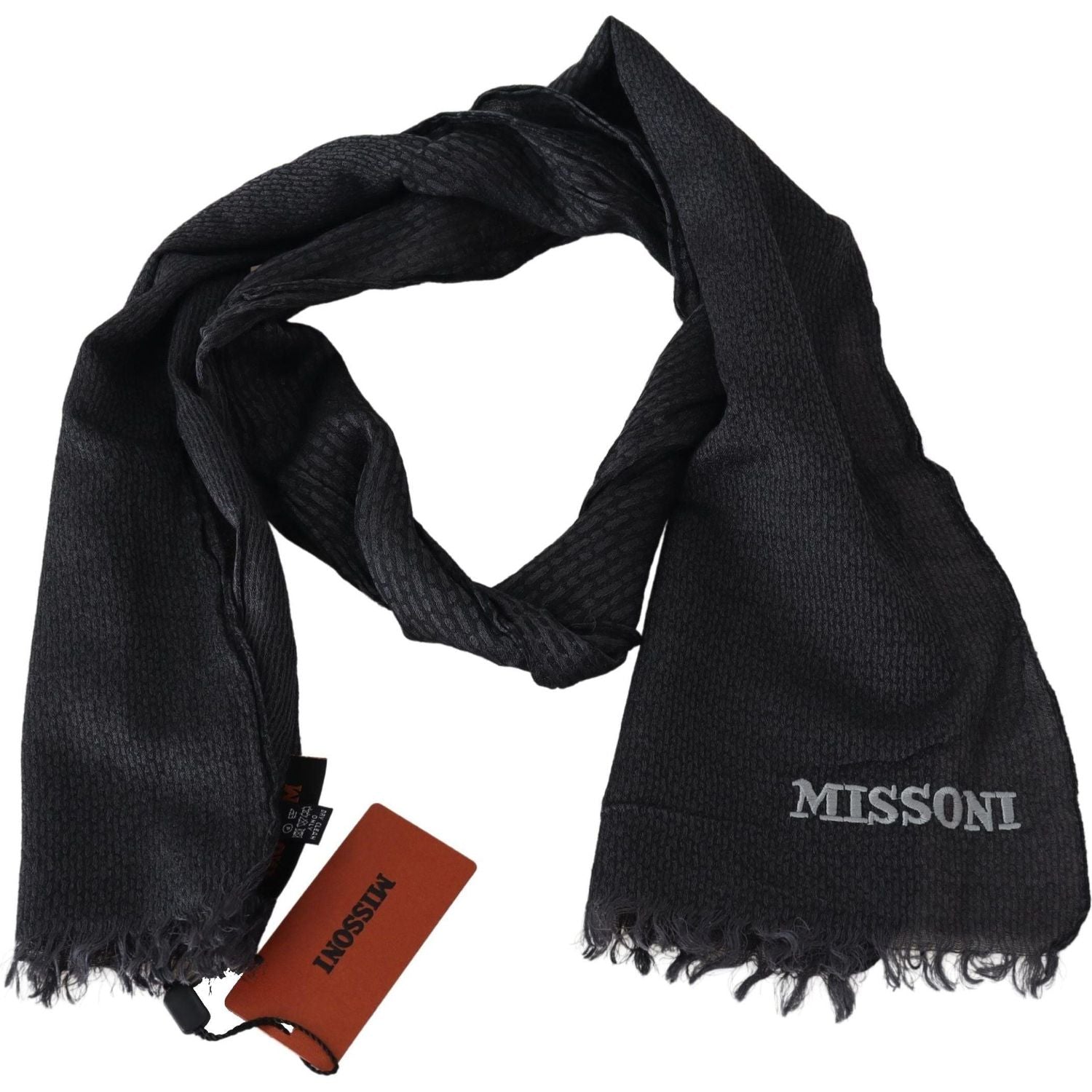 Missoni | Black Wool Knit Unisex Neck Wrap Scarf  | McRichard Designer Brands