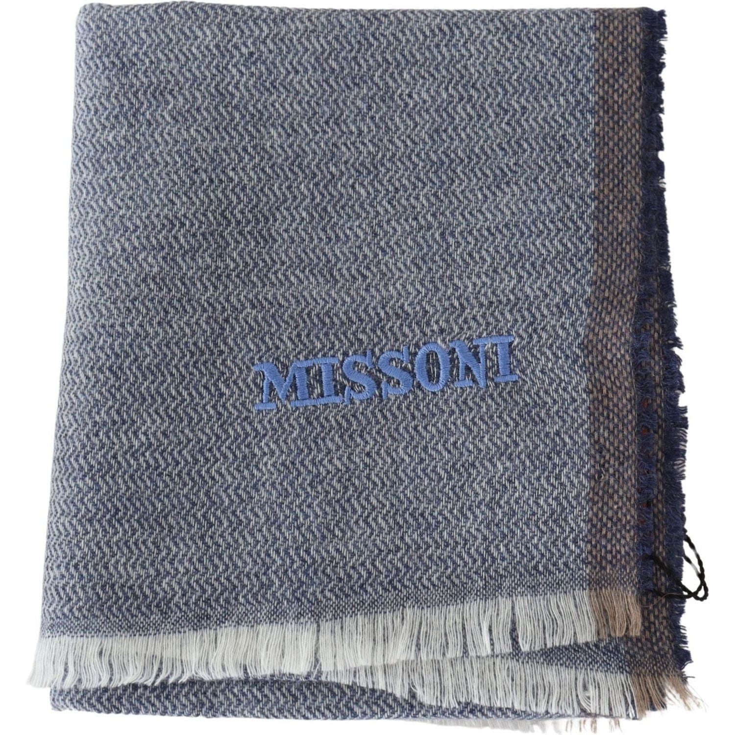 Missoni | Gray Striped Wool Unisex Neck Wrap Fringes Scarf | 169.00 - McRichard Designer Brands