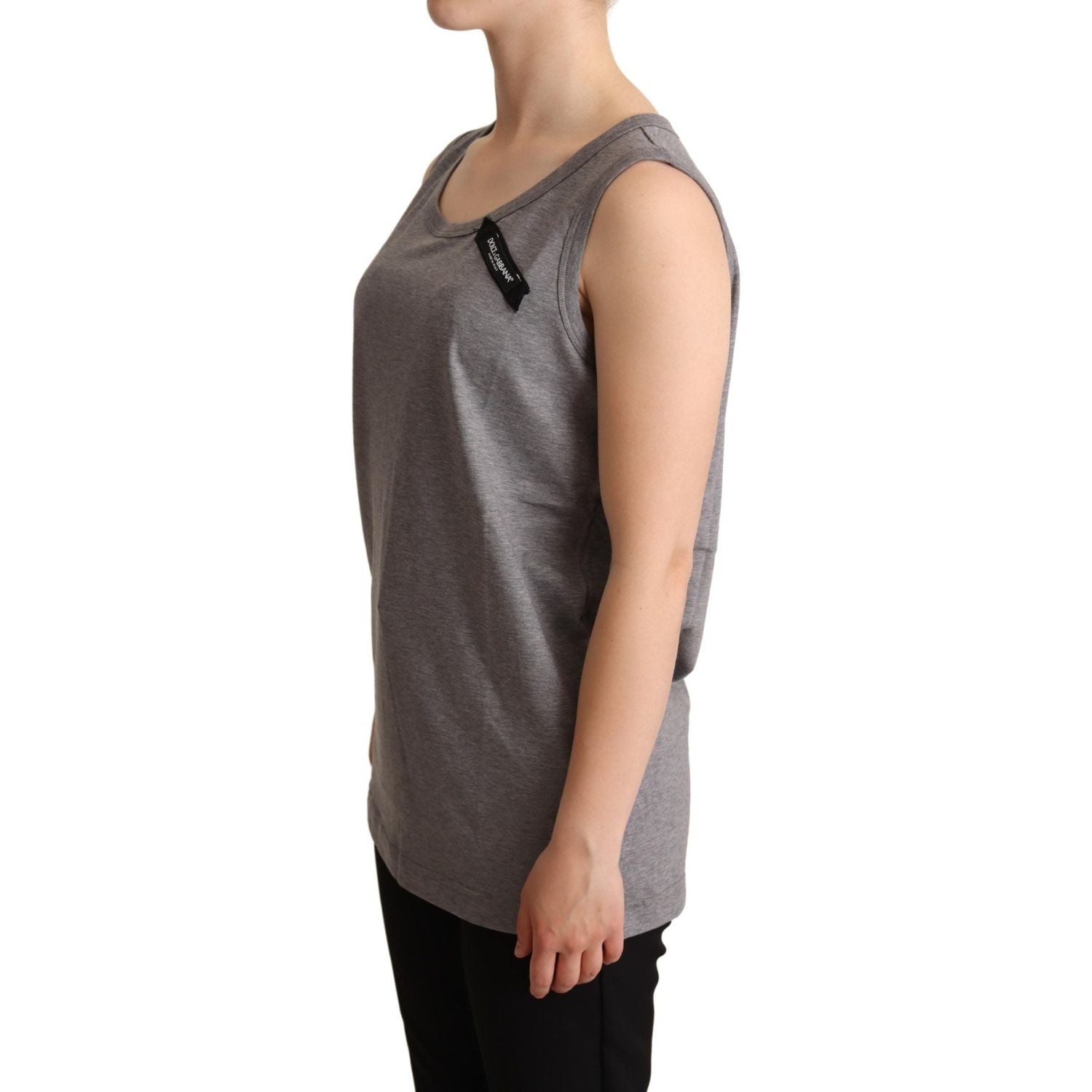 Dolce & Gabbana | Gray Sleeveless Round Neck Tank Top T-shirt  | McRichard Designer Brands