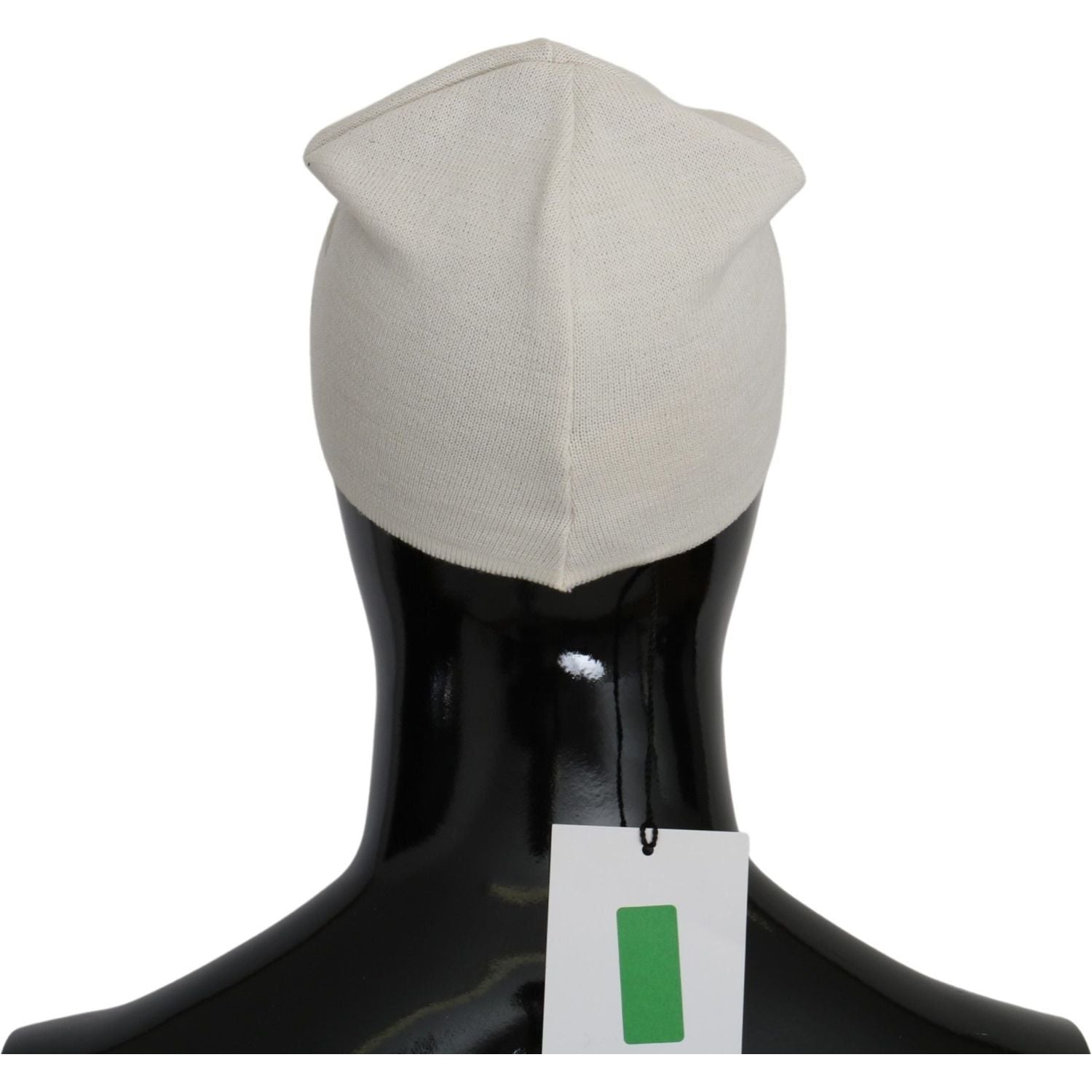 Costume National | White Beige Wool Branded Beanie Hat | McRichard Designer Brands