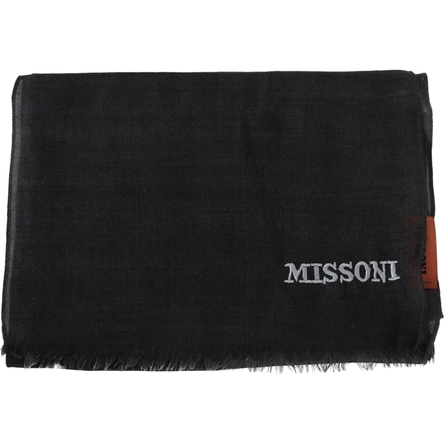 Missoni | Gray Wool Unisex Neck Wrap Shawl Fringes Logo Scarf  | McRichard Designer Brands