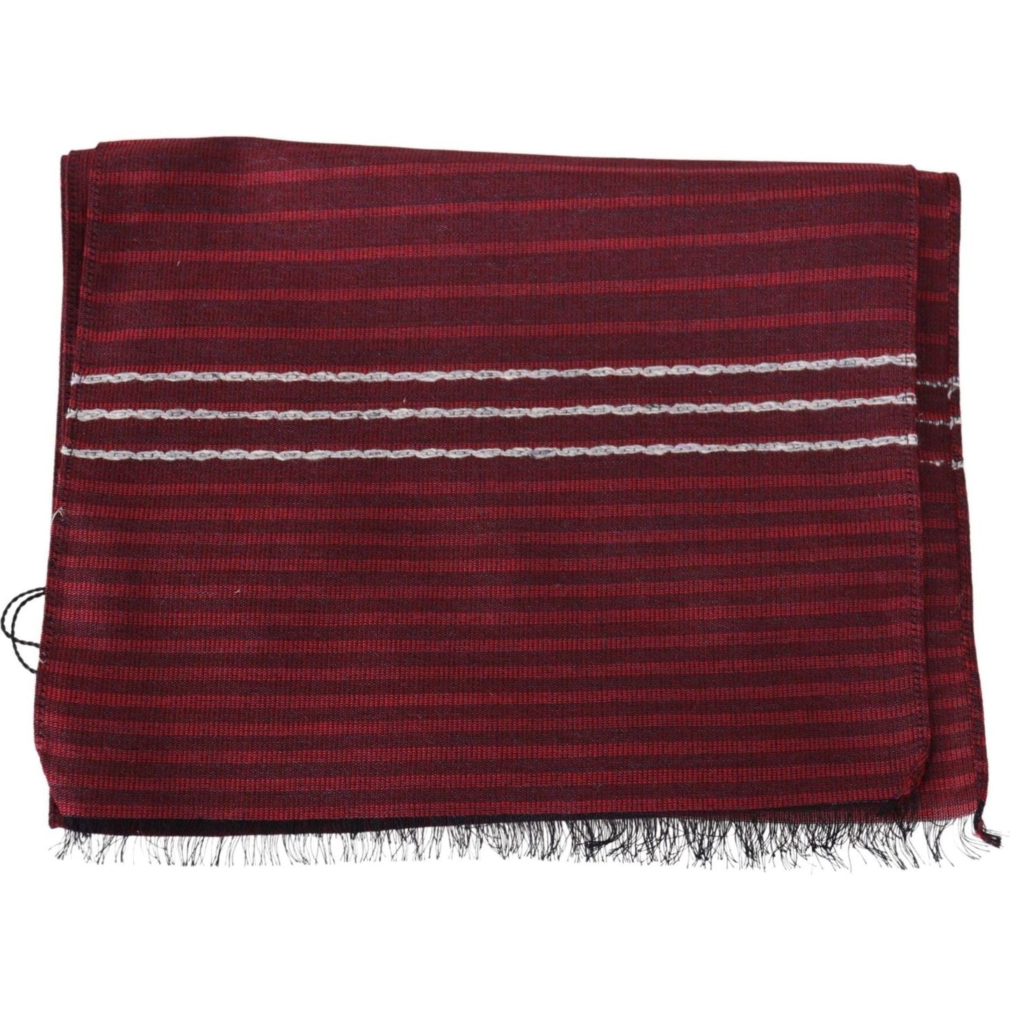 Missoni | Red  Wool Striped Unisex Neck Wrap Shawl Fringes Scarf  | McRichard Designer Brands