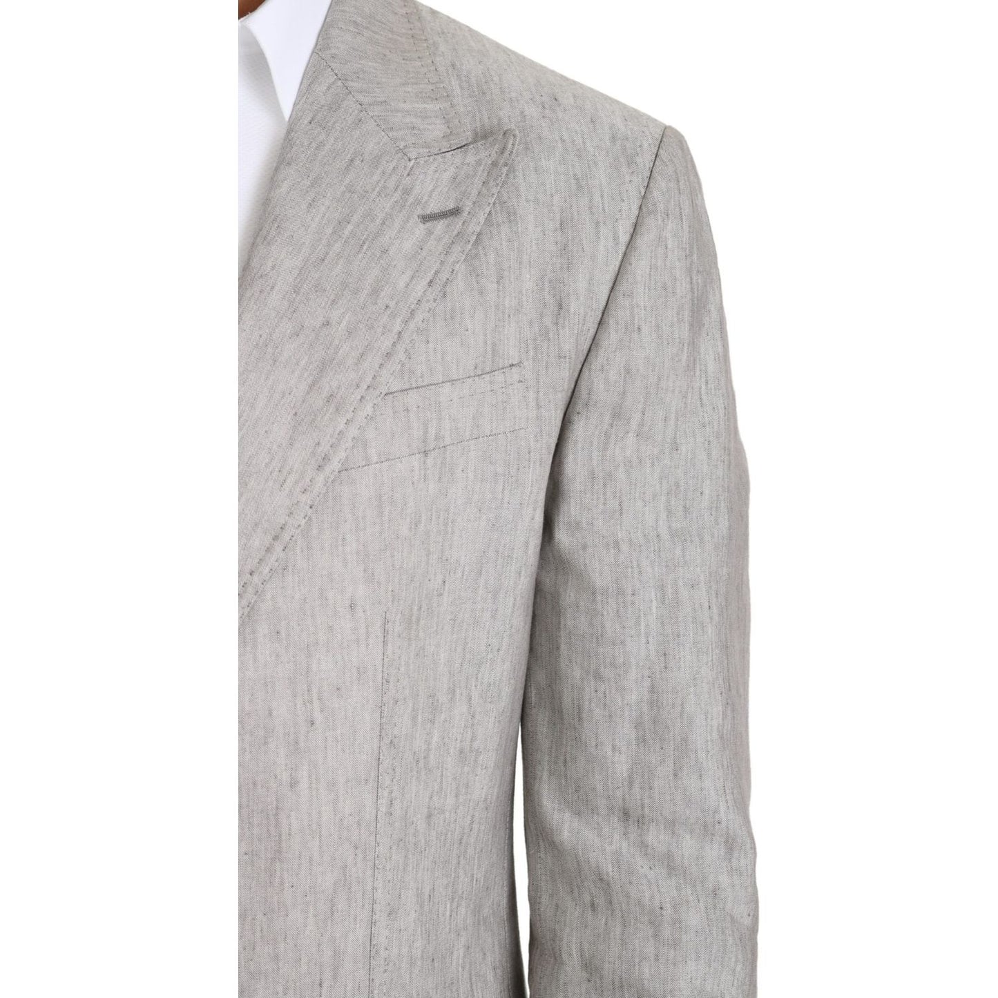 Dolce & Gabbana | Gray Single Breasted 2 Piece Linen NAPOLI Suit  | McRichard Designer Brands