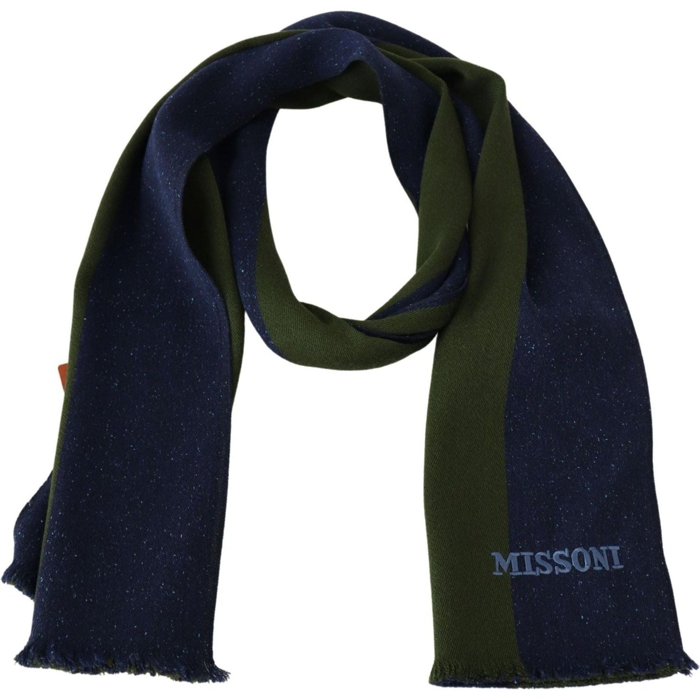 Missoni | Green Striped Wool Unisex Neck Wrap Shawl Blue  | McRichard Designer Brands