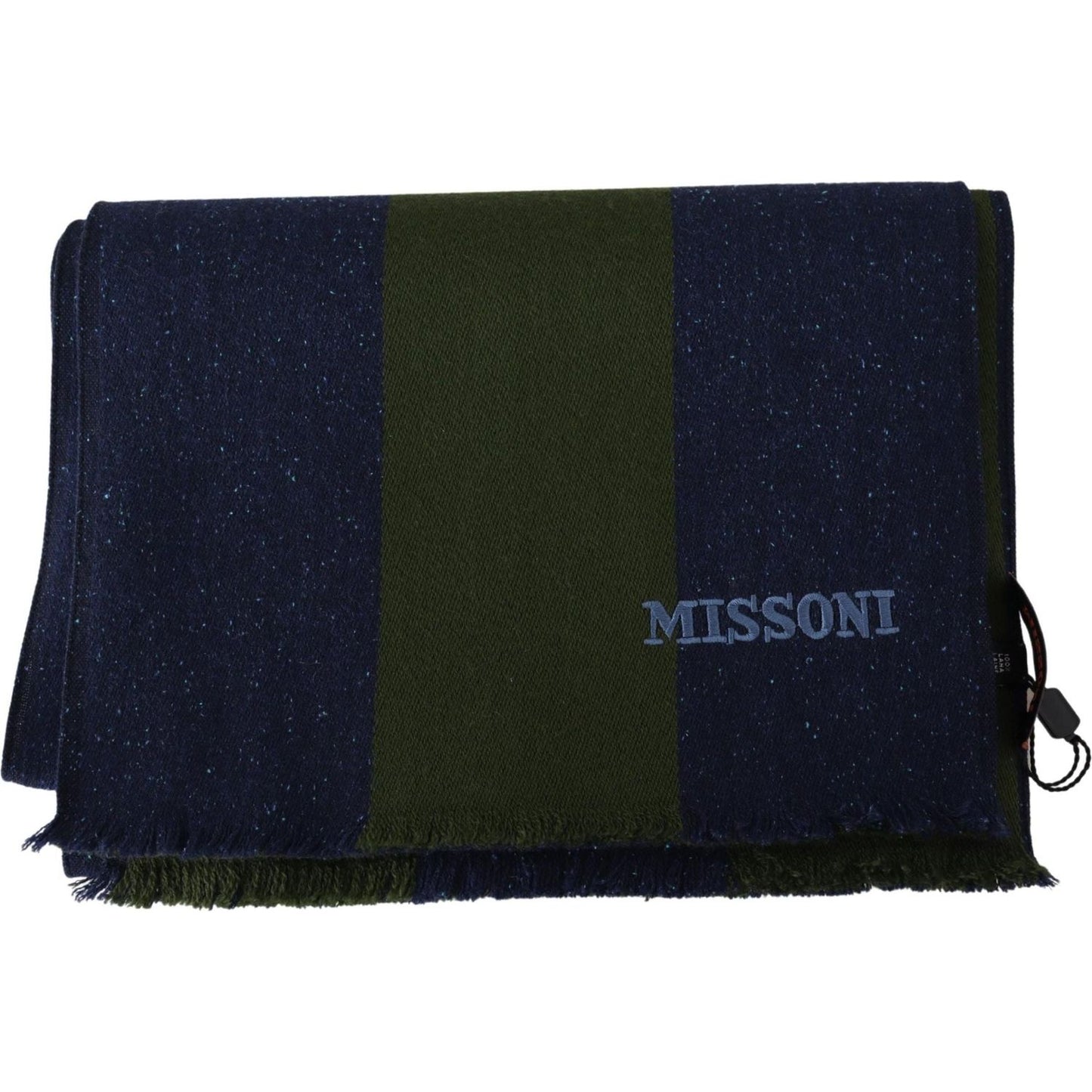 Missoni | Green Striped Wool Unisex Neck Wrap Shawl Blue  | McRichard Designer Brands