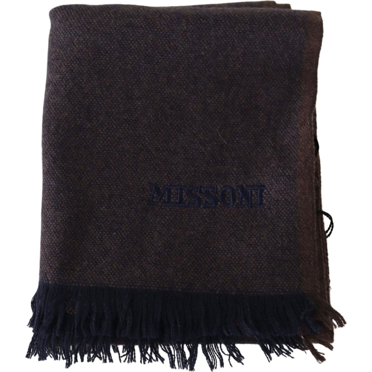 Missoni | Brown 100% Cashmere Unisex Neck Wrap Fringes Scarf  | McRichard Designer Brands