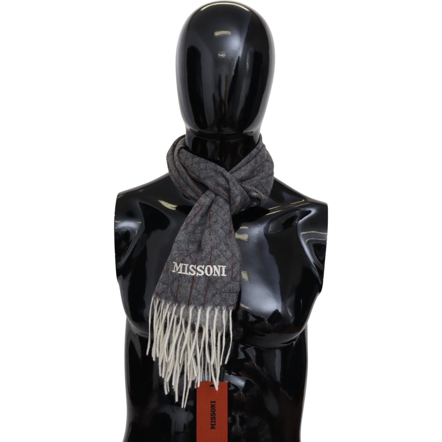 Missoni | Gray Patterned Cashmere Unisex Neck Wrap Shawl Scarf  | McRichard Designer Brands