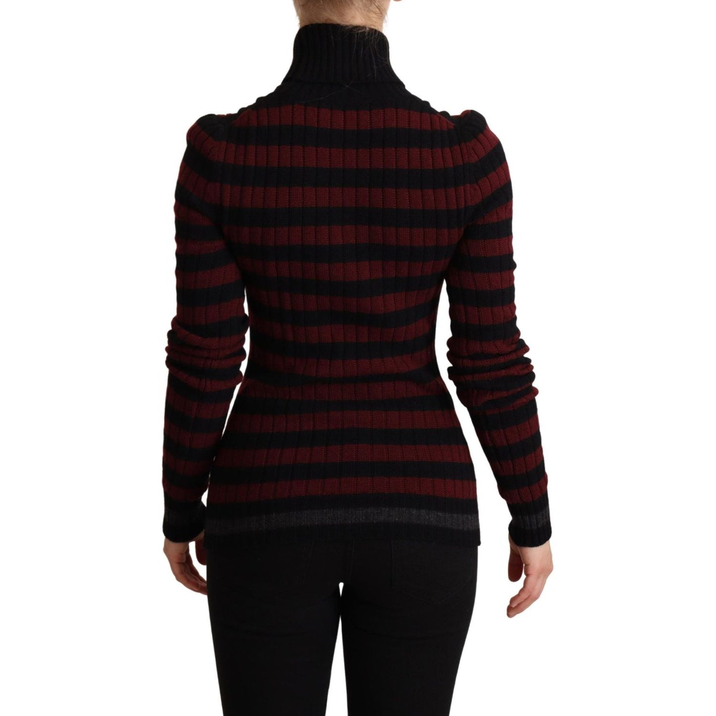 Dolce & Gabbana | Black Red Striped Wool Pullover Sweater  | McRichard Designer Brands