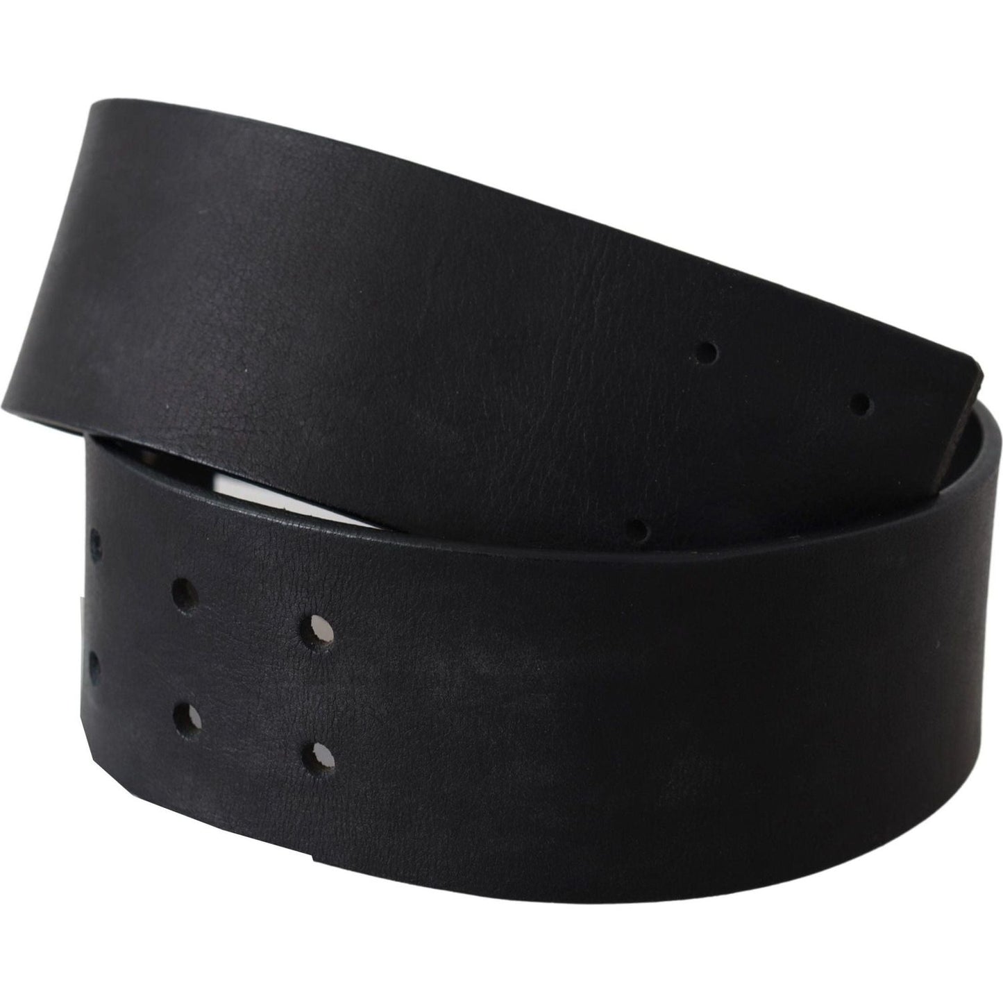 GF Ferre | Black Genuine Leather Wide Logo Waist Belt - McRichard Designer Brands