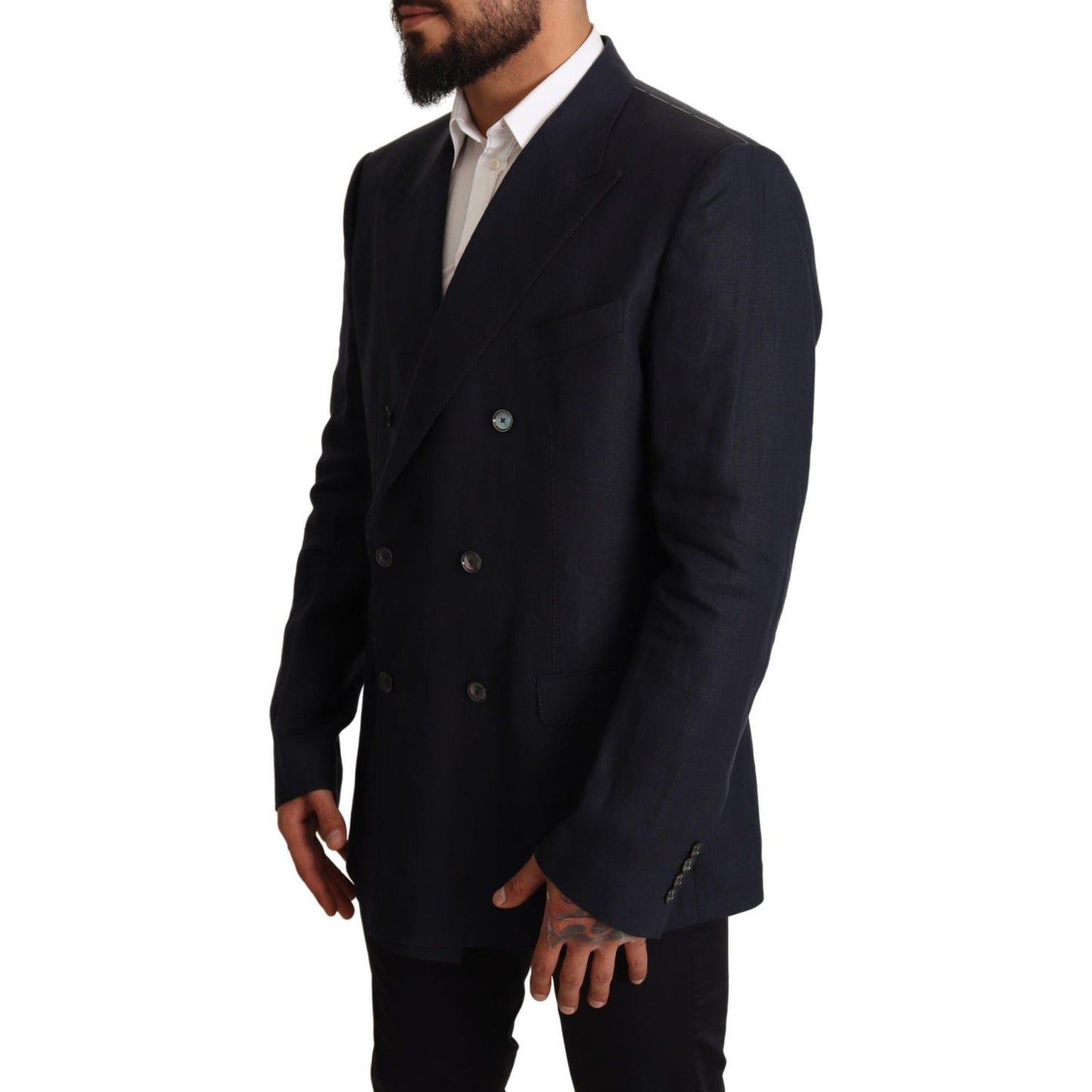 Dolce & Gabbana | Blue Linen TAORMINA Jacket Coat Blazer | McRichard Designer Brands
