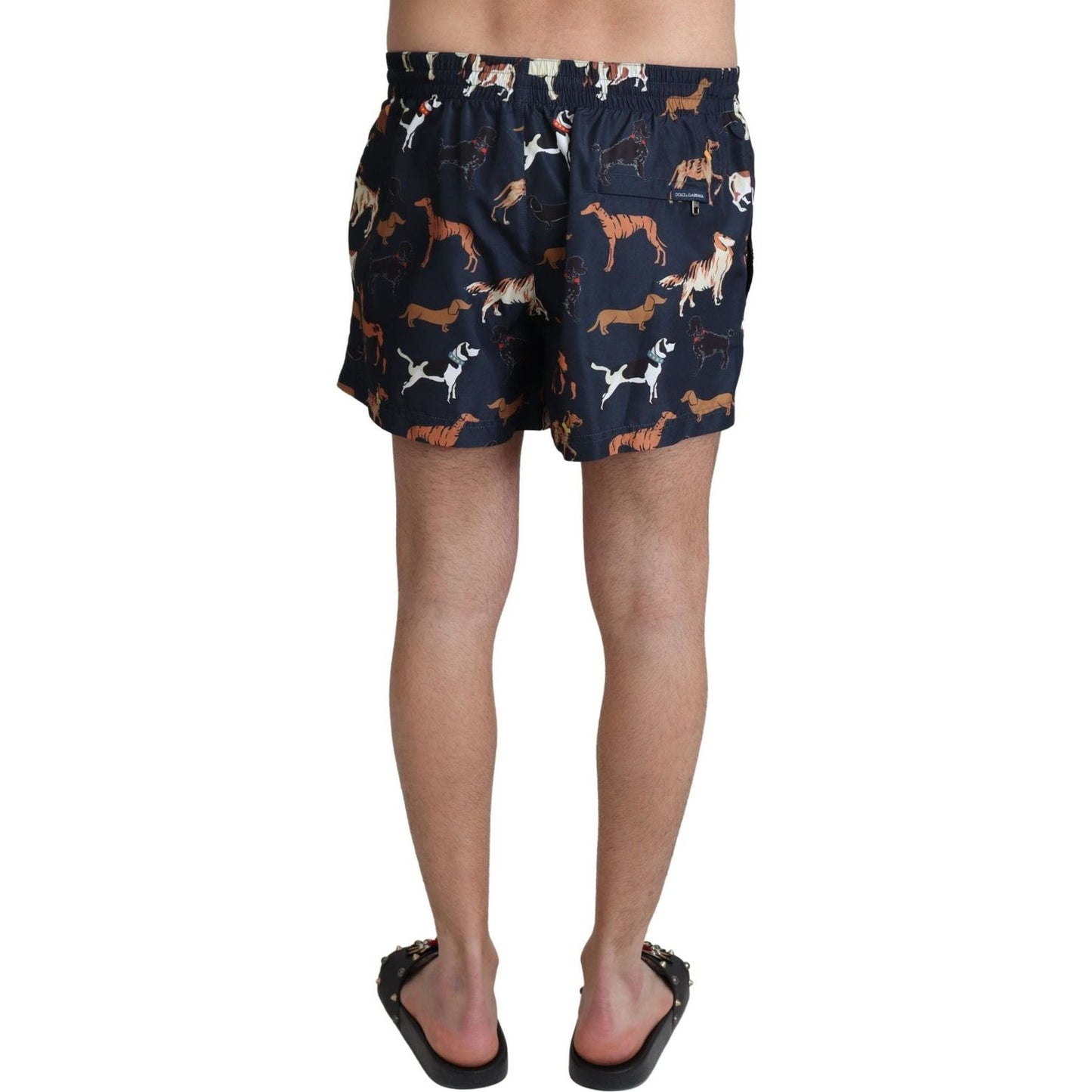 Dolce & Gabbana | Blue Dog Print Beachwear Shorts Men Swimwear  | McRichard Designer Brands