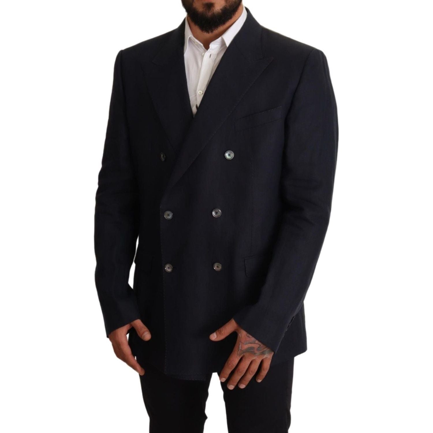 Dolce & Gabbana | Blue Linen TAORMINA Jacket Coat Blazer | McRichard Designer Brands