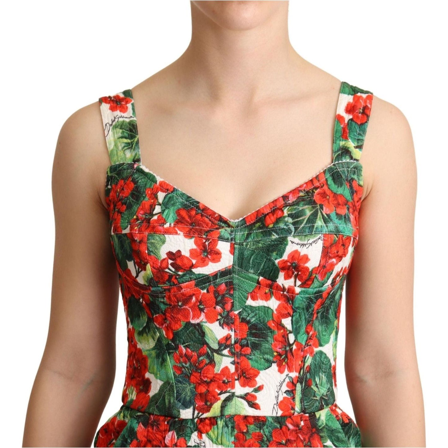 Dolce & Gabbana | Red Geranium Print Shorts Jumpsuit Dress WOMAN DRESSES | McRichard Designer Brands