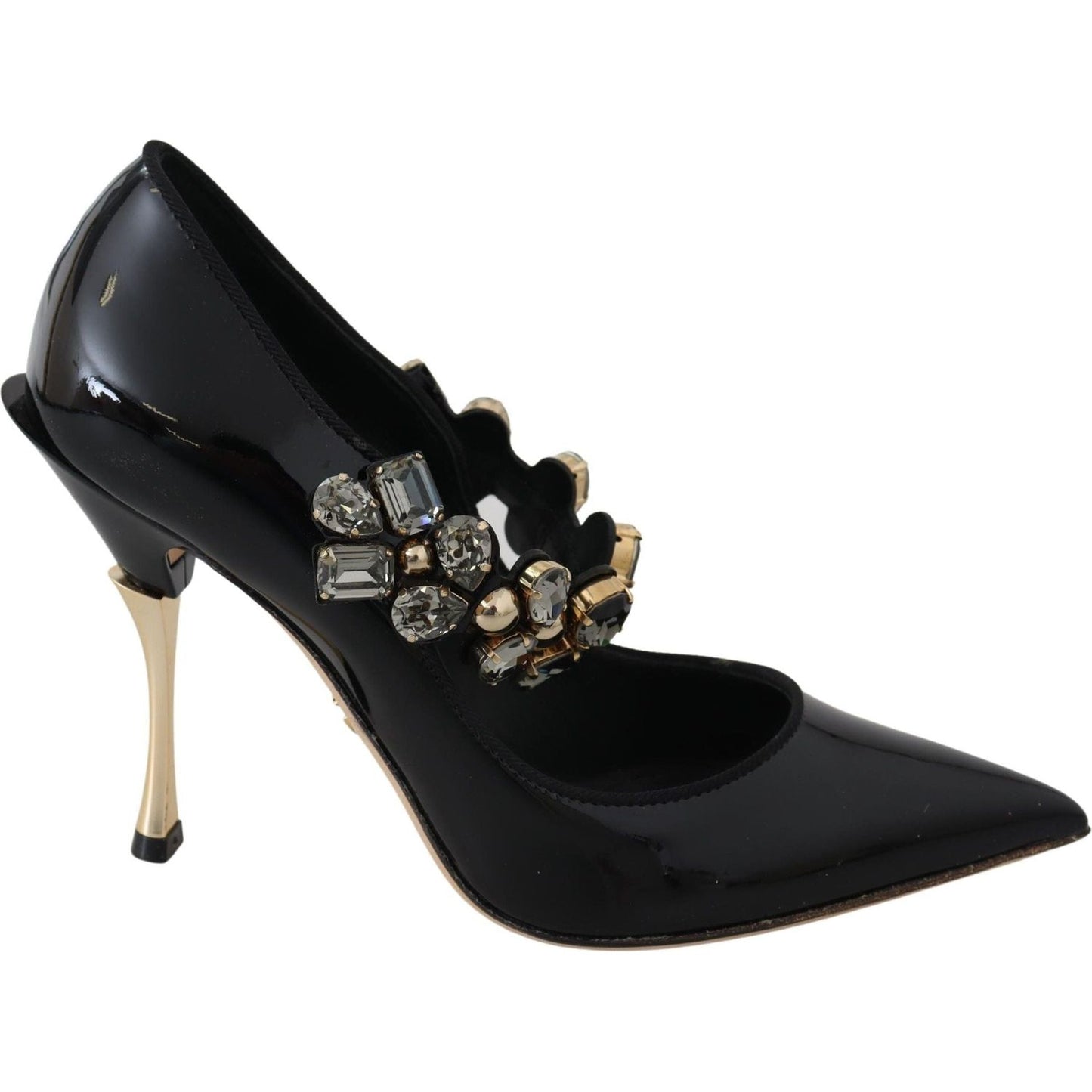 Dolce & Gabbana | Black Leather Crystal Shoes Mary Jane Pumps | 619.00 - McRichard Designer Brands