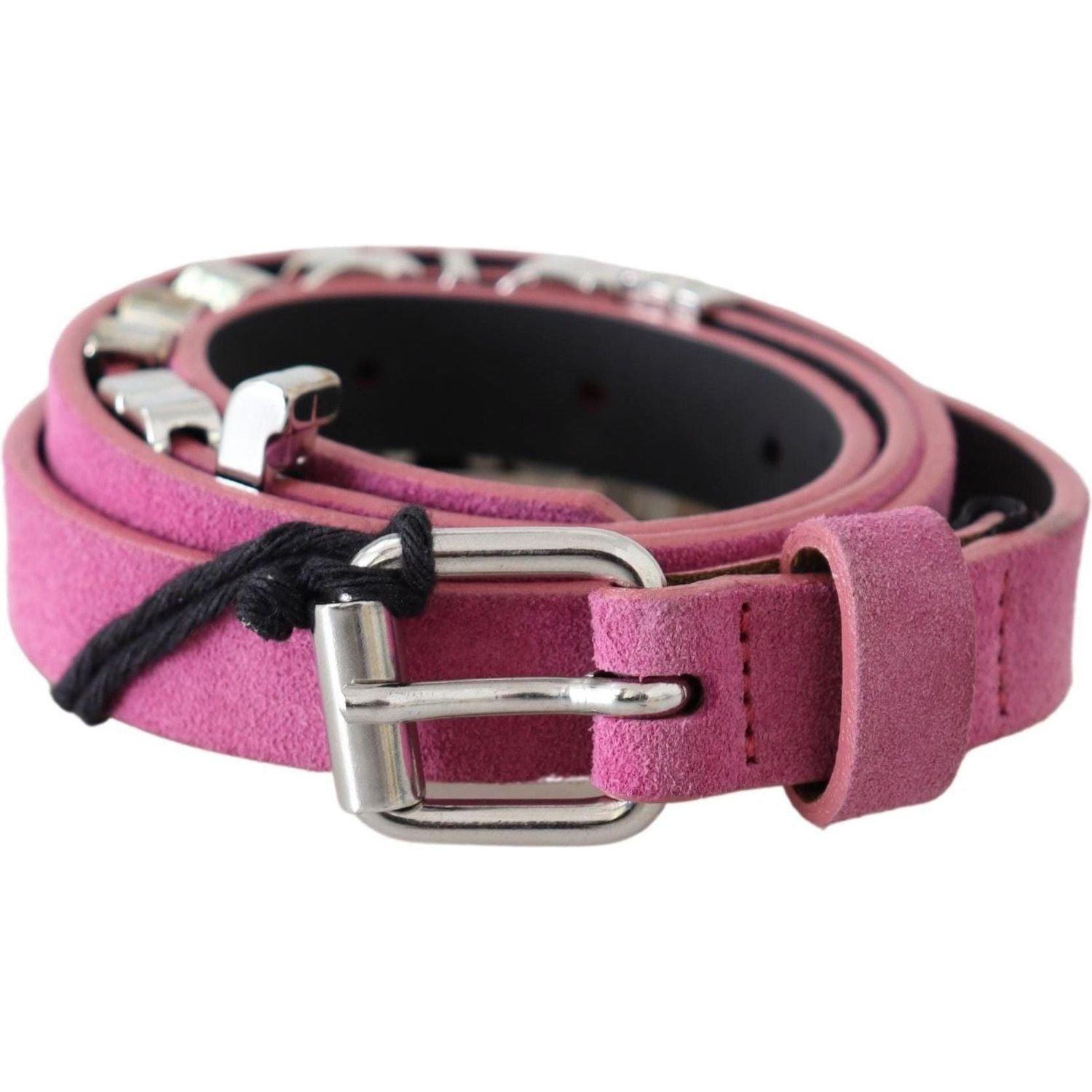 Just Cavalli | Pink Silver Chrome Metal Buckle Waist Belt - McRichard Designer Brands