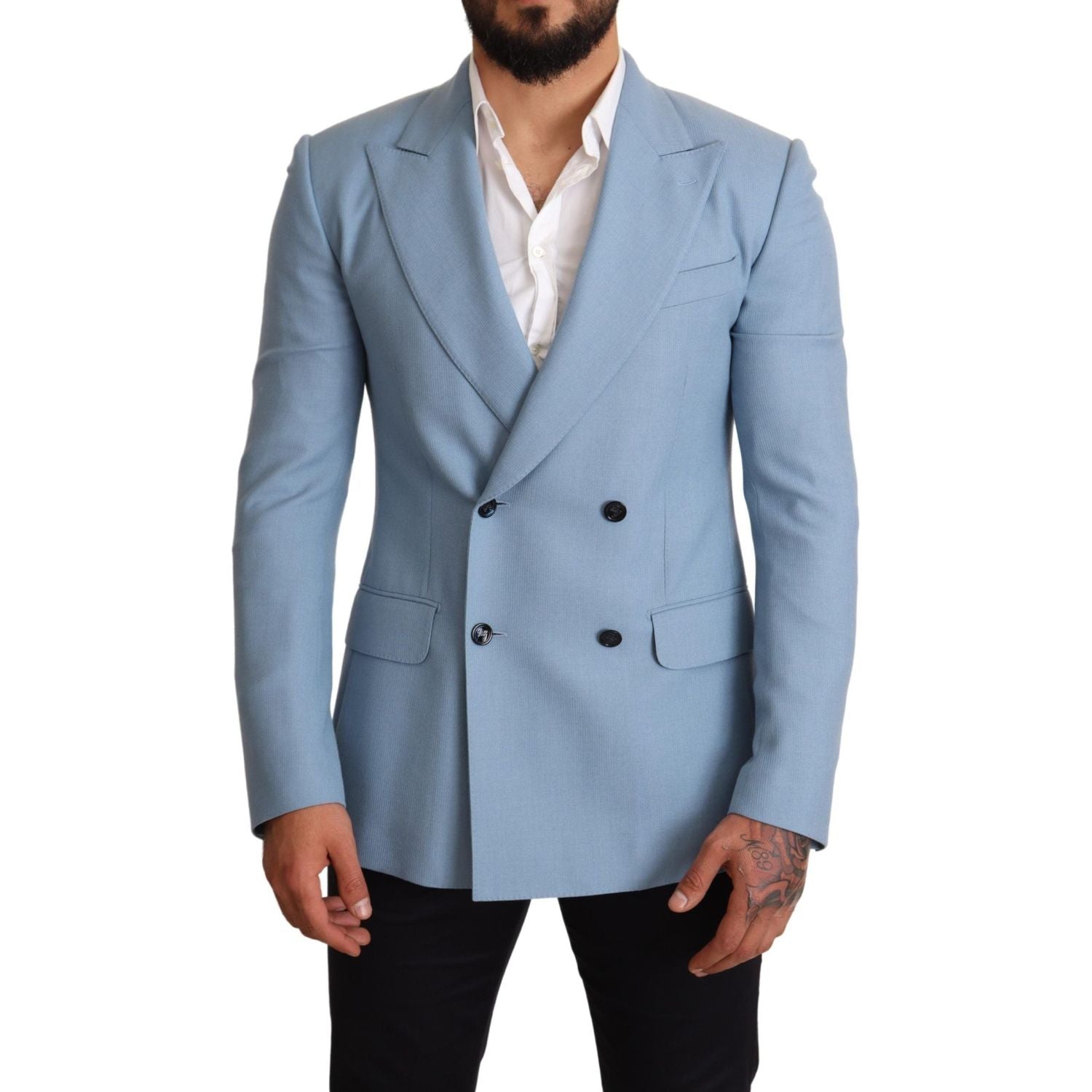 Dolce & Gabbana | Blue Cashmere Silk Slim Fit Blazer Jacket | McRichard Designer Brands