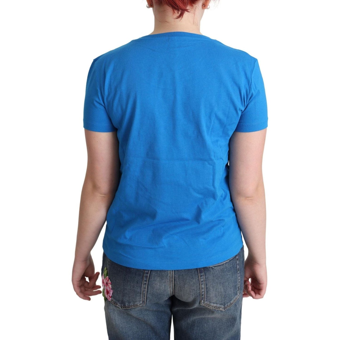 Moschino | Blue Cotton Swim Graphic Triangle T-shirt | 89.00 - McRichard Designer Brands